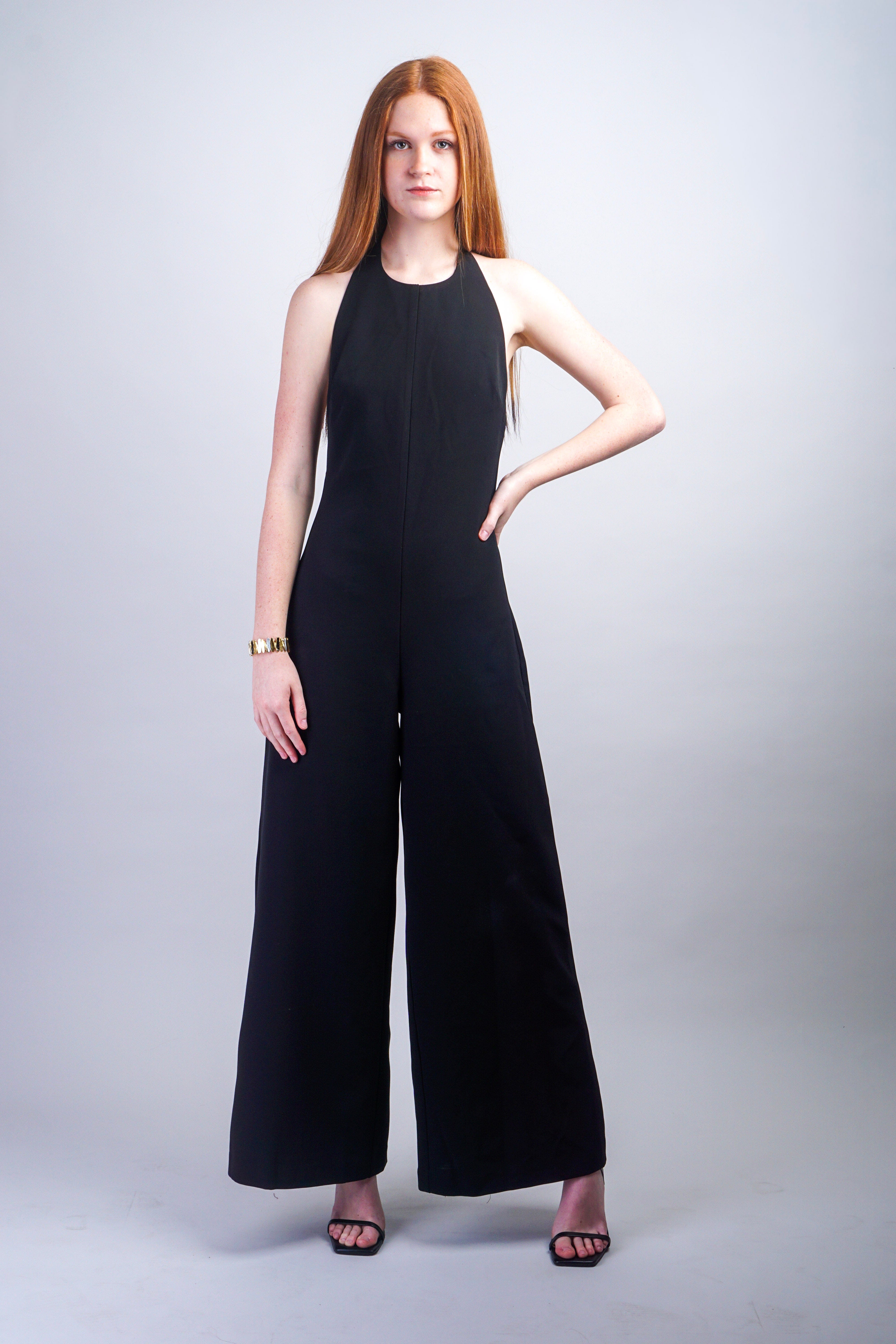 Private Label JUMPSUITS Black Halter Backless Jumpsuit