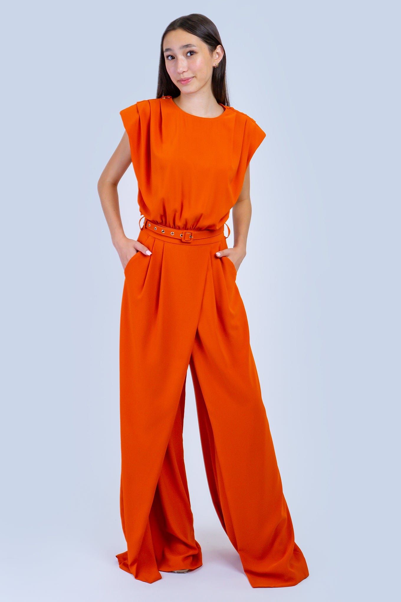 DCD JUMPSUITS Rust Open Back Wide Shoulder Jumpsuit