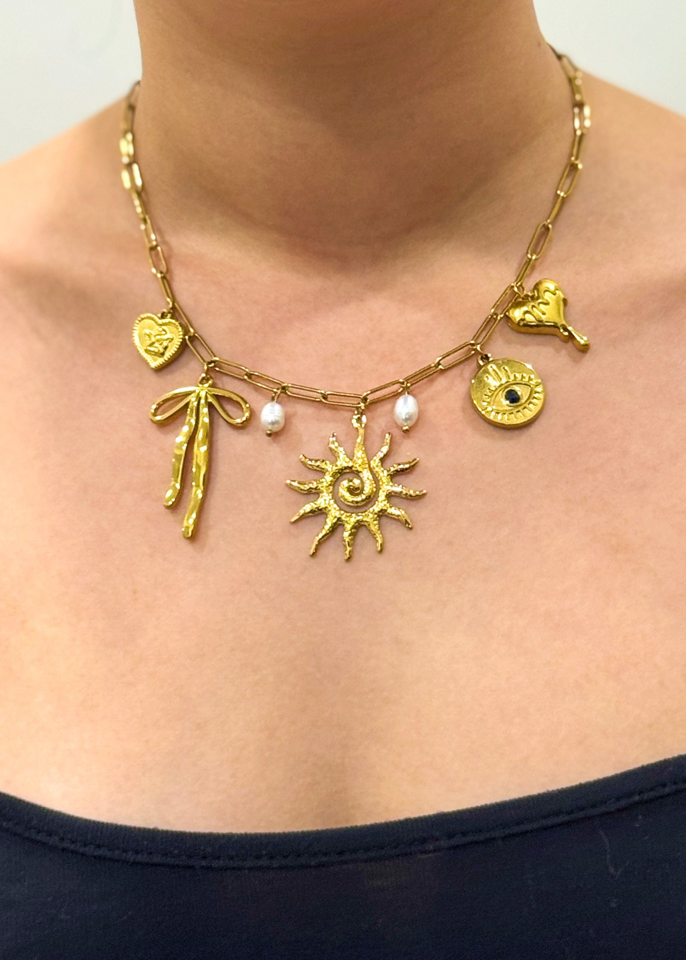 Private Label NECKLACES Gold Charm Link Necklace