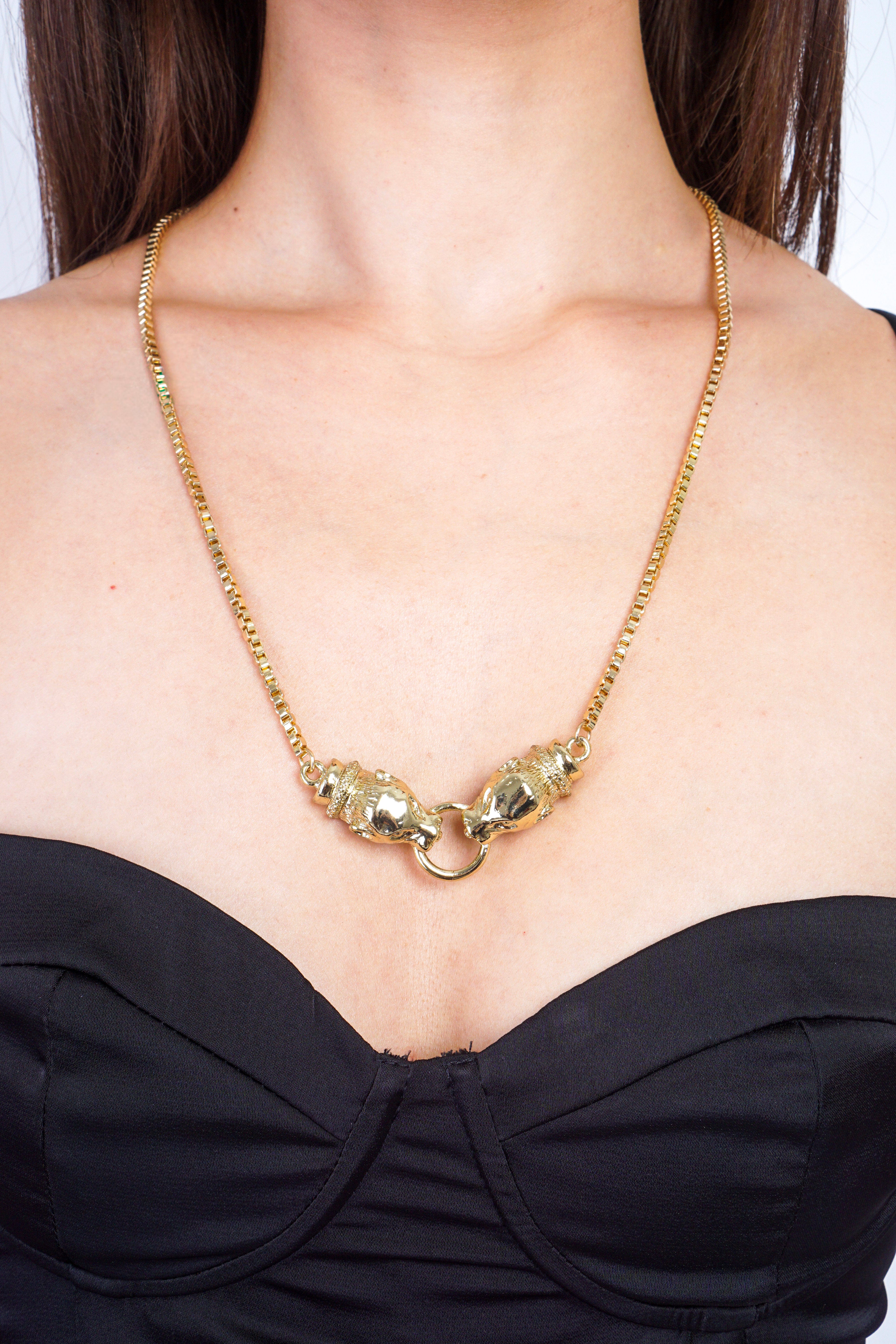 Private Label NECKLACES Gold Lion Ring Necklace