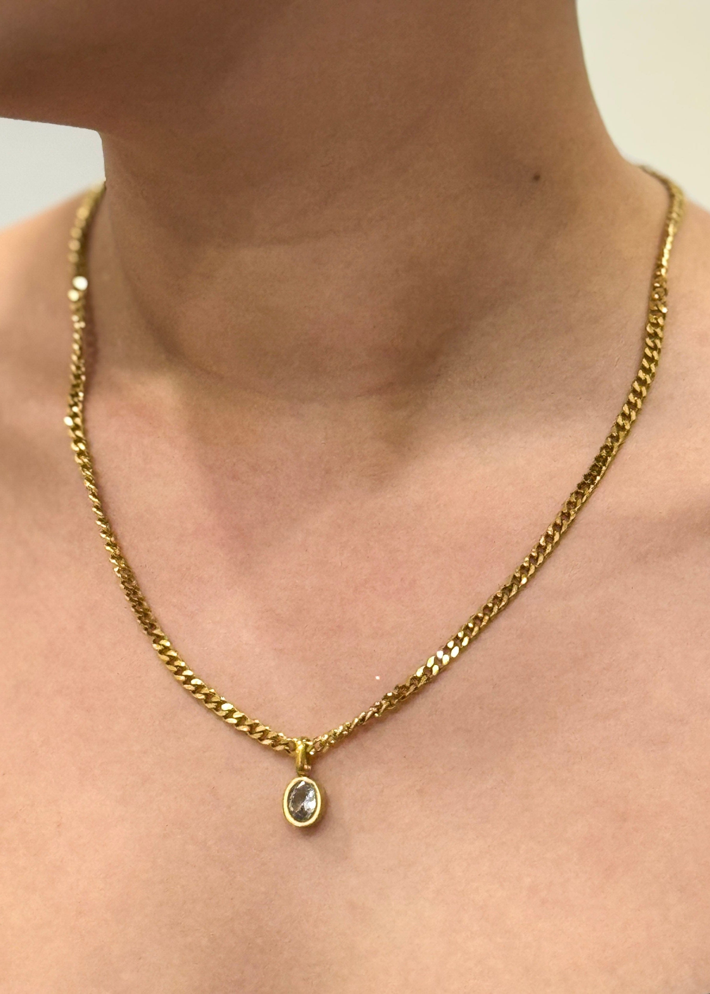 Private Label NECKLACES Gold Oval Zircon Long Necklace