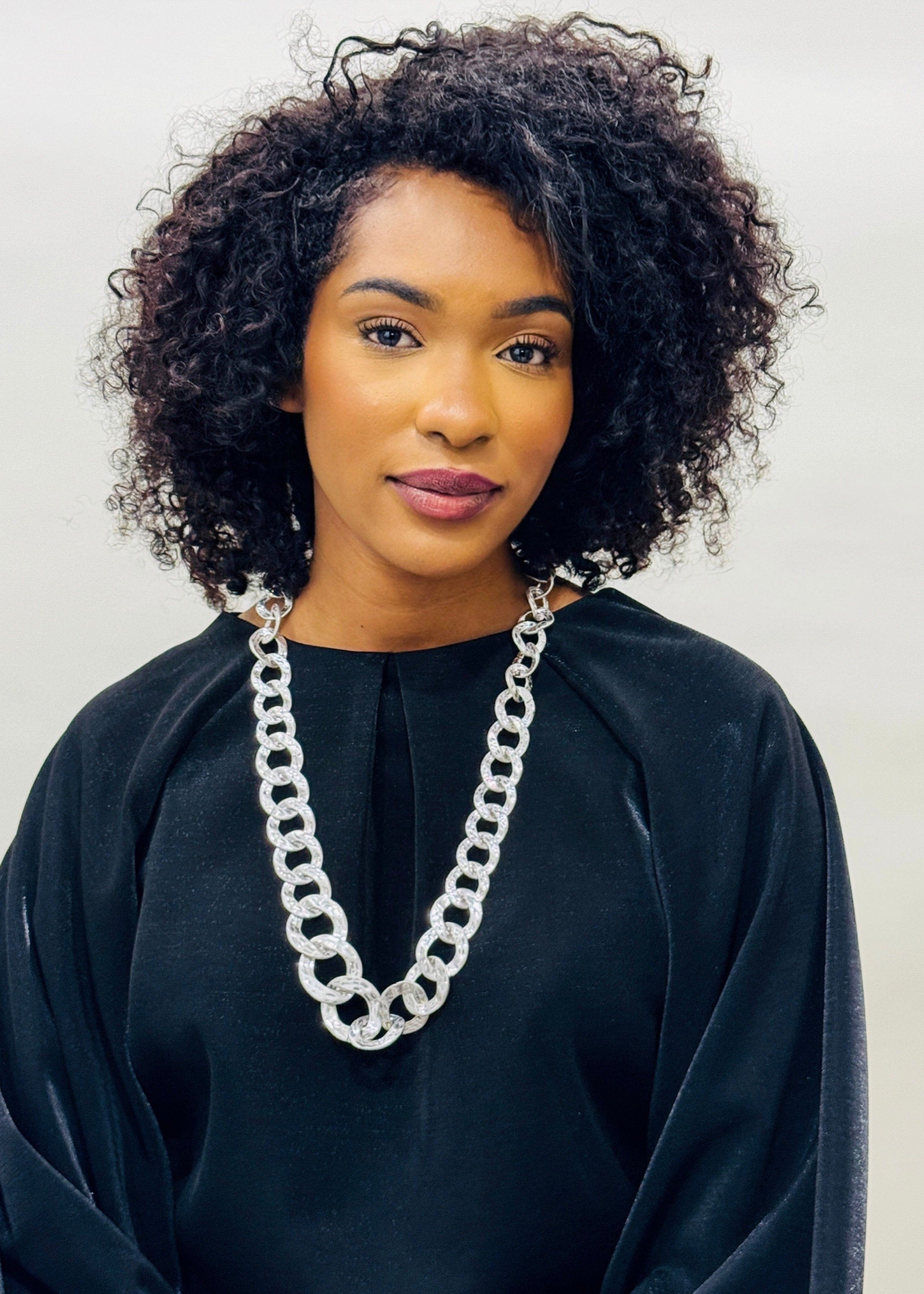 Private Label NECKLACES Silver Circle Links Long Necklace