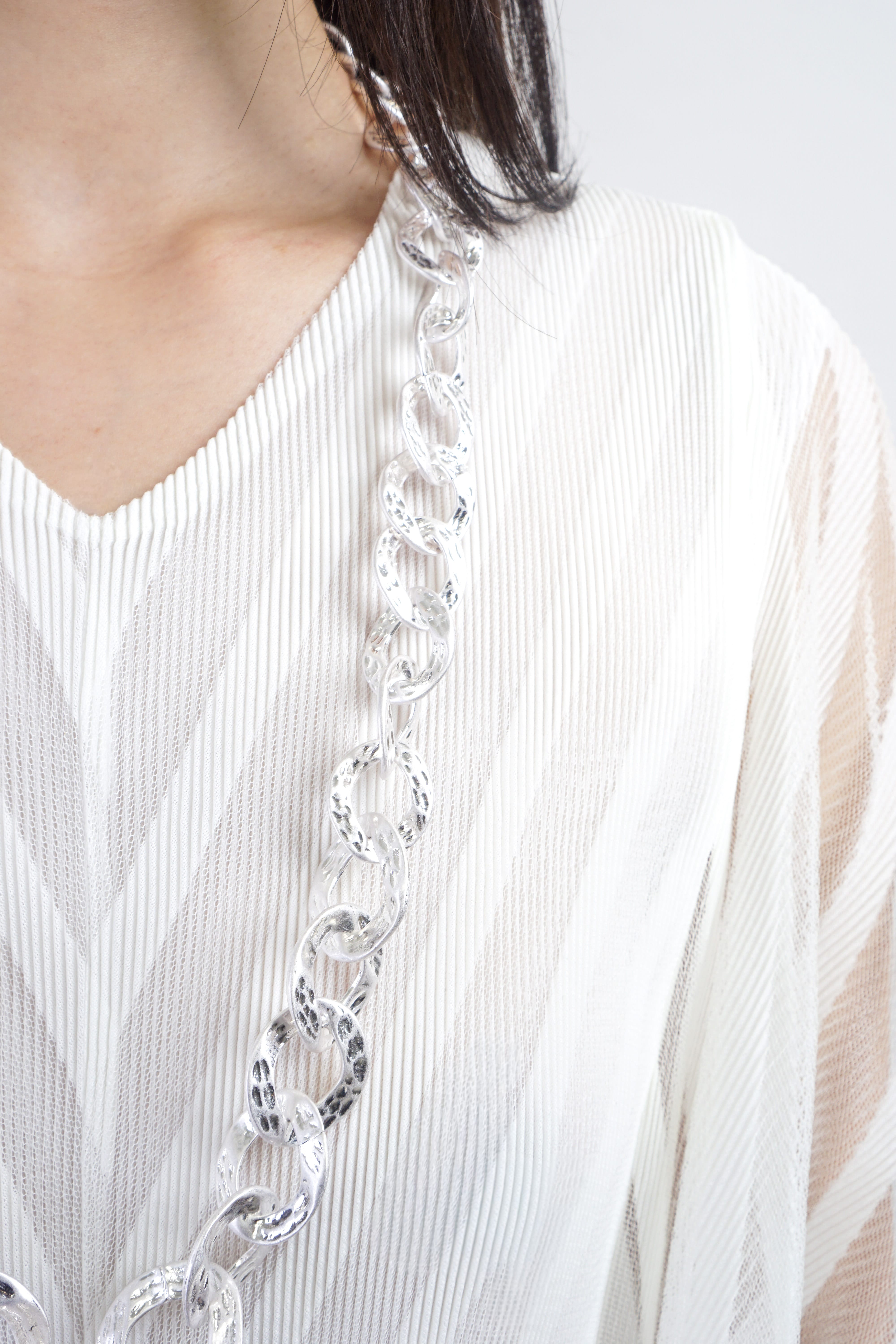 Private Label NECKLACES Silver Circle Links Long Necklace