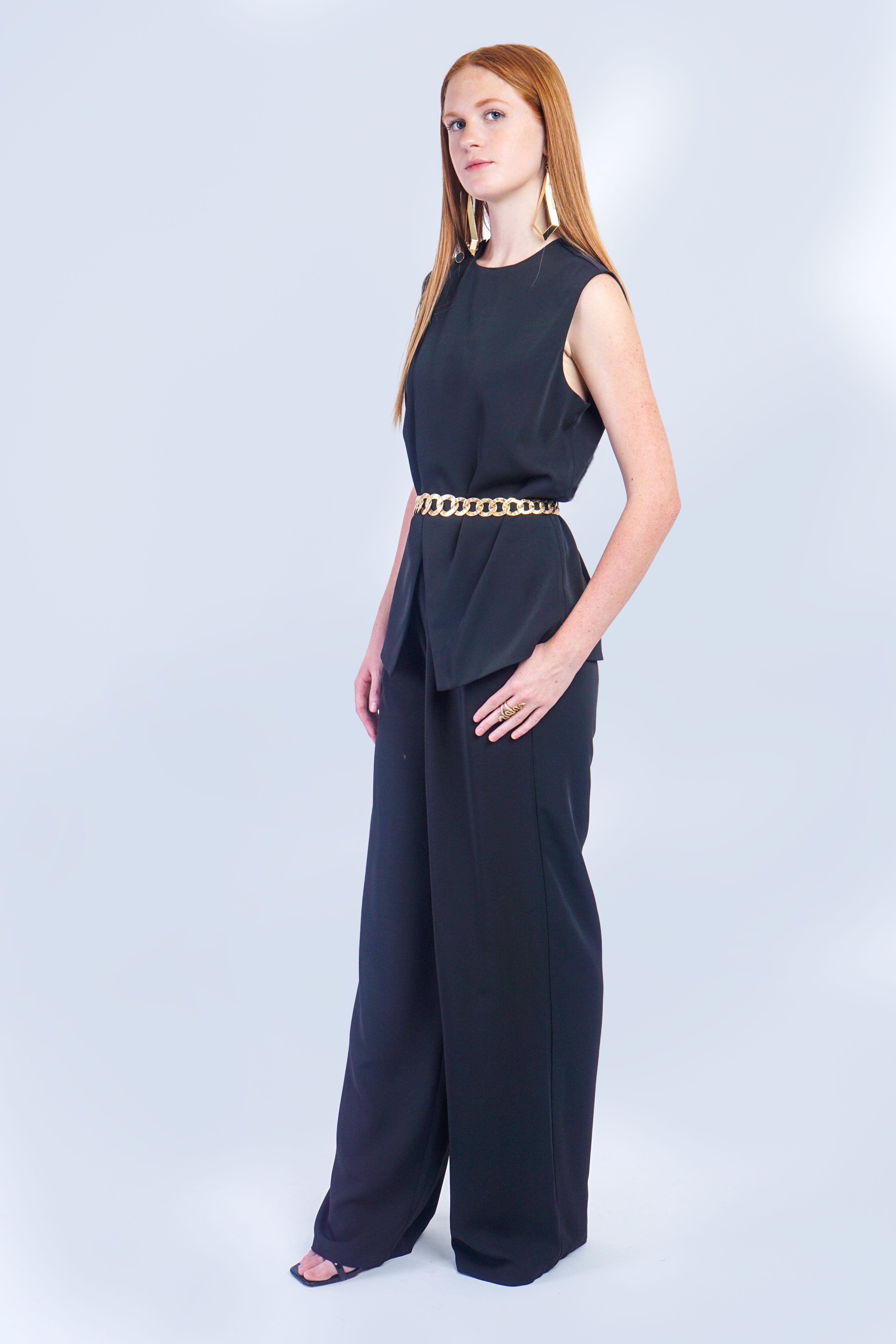Private Label PANTS Black Asymmetrical Top and Pants Set