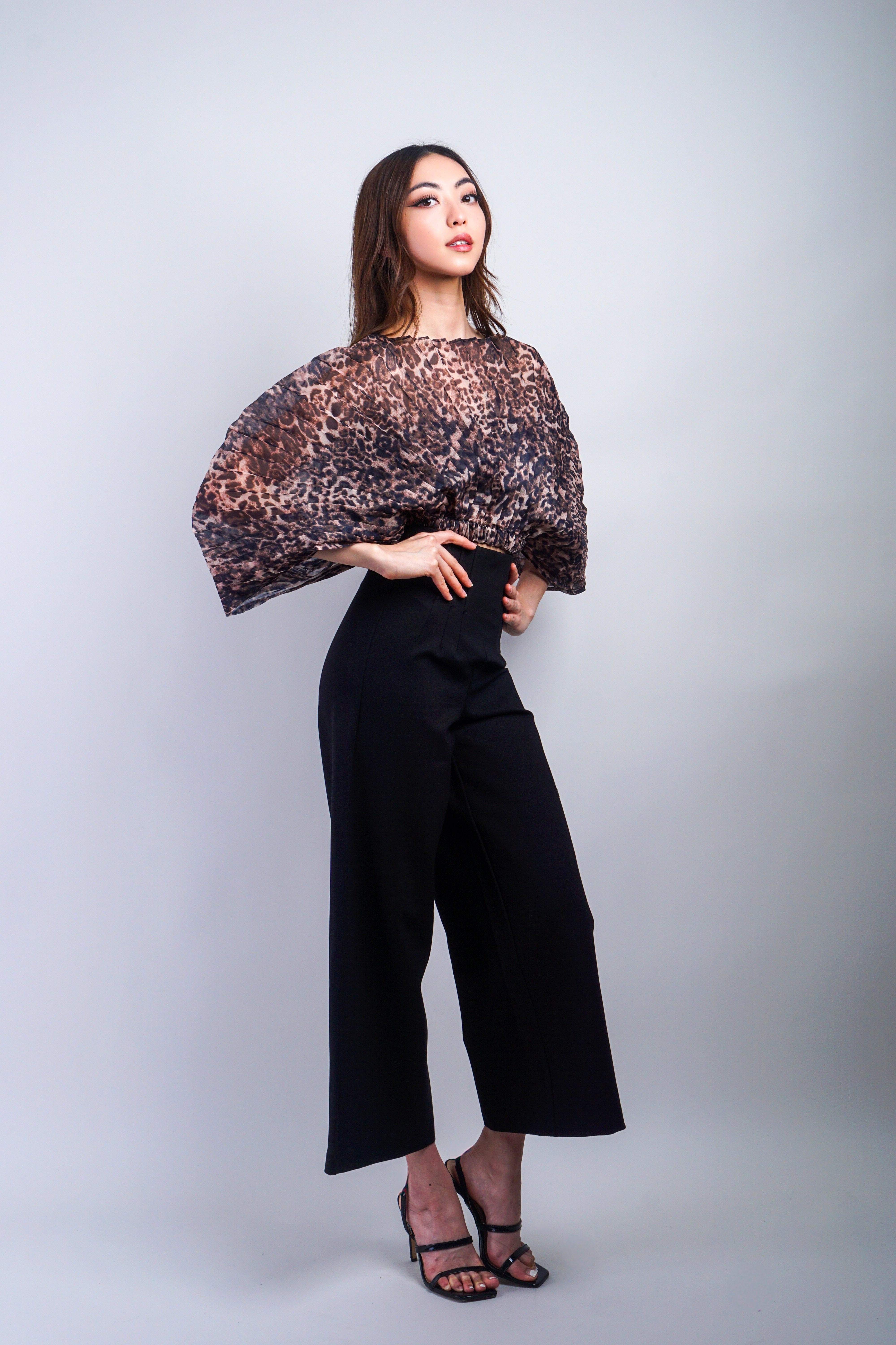 Private Label PANTS Black High Waist Wide Leg Ponte Pants W Plastic Boning