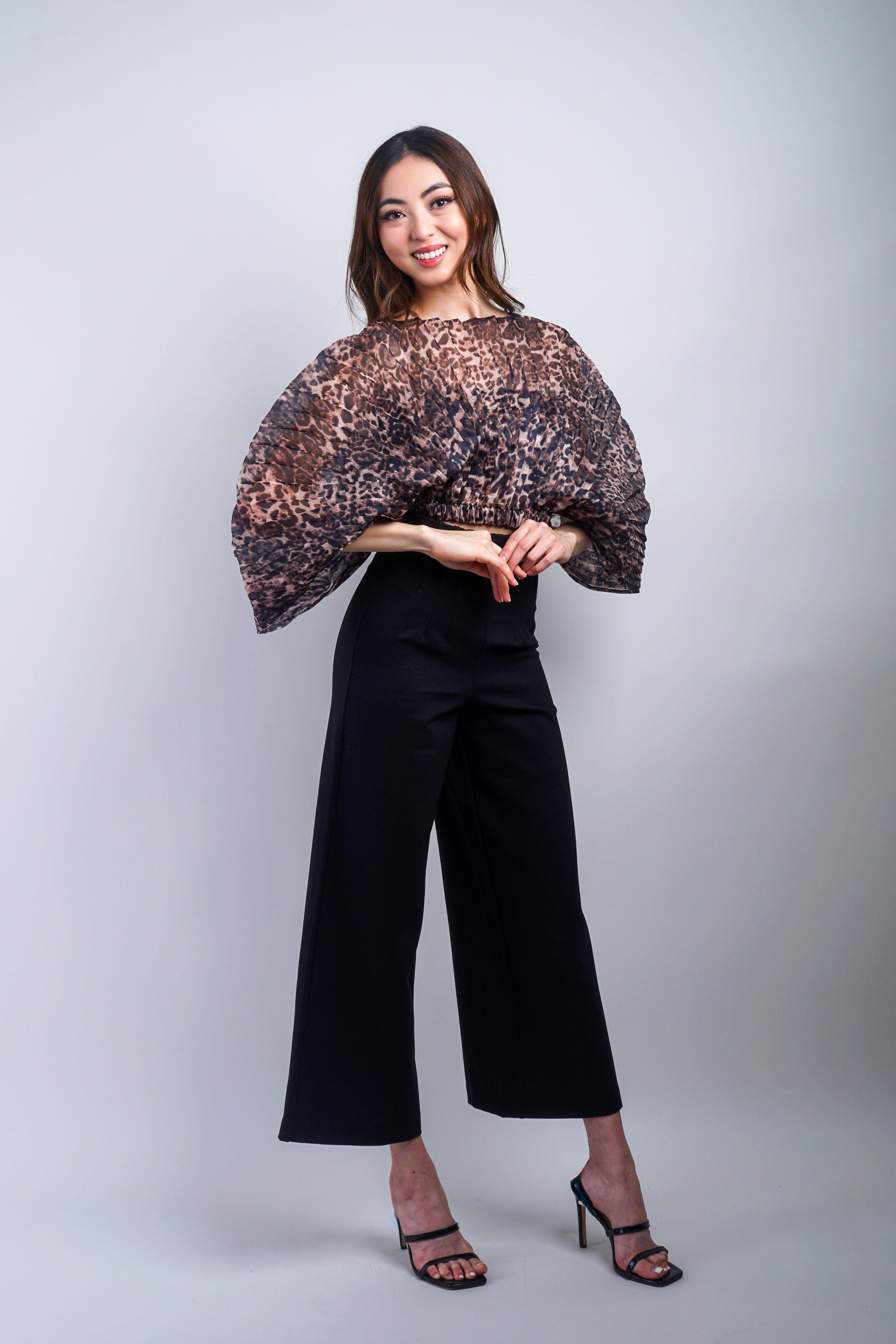 Private Label PANTS Black High Waist Wide Leg Ponte Pants W Plastic Boning