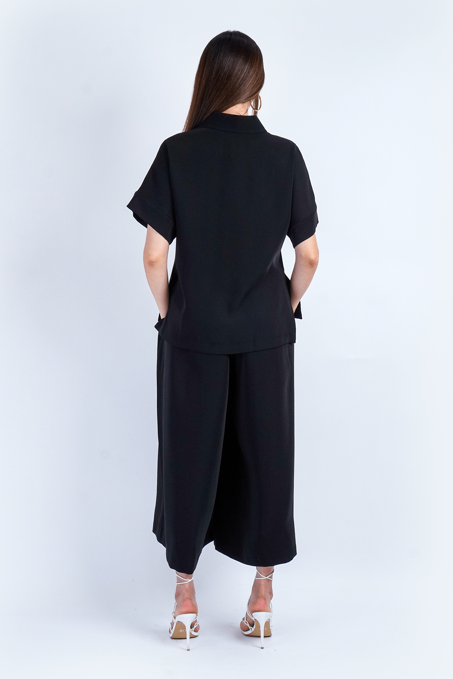Chloe Dao PANTS Black Pleated High Waist Wide Leg Kira Pants