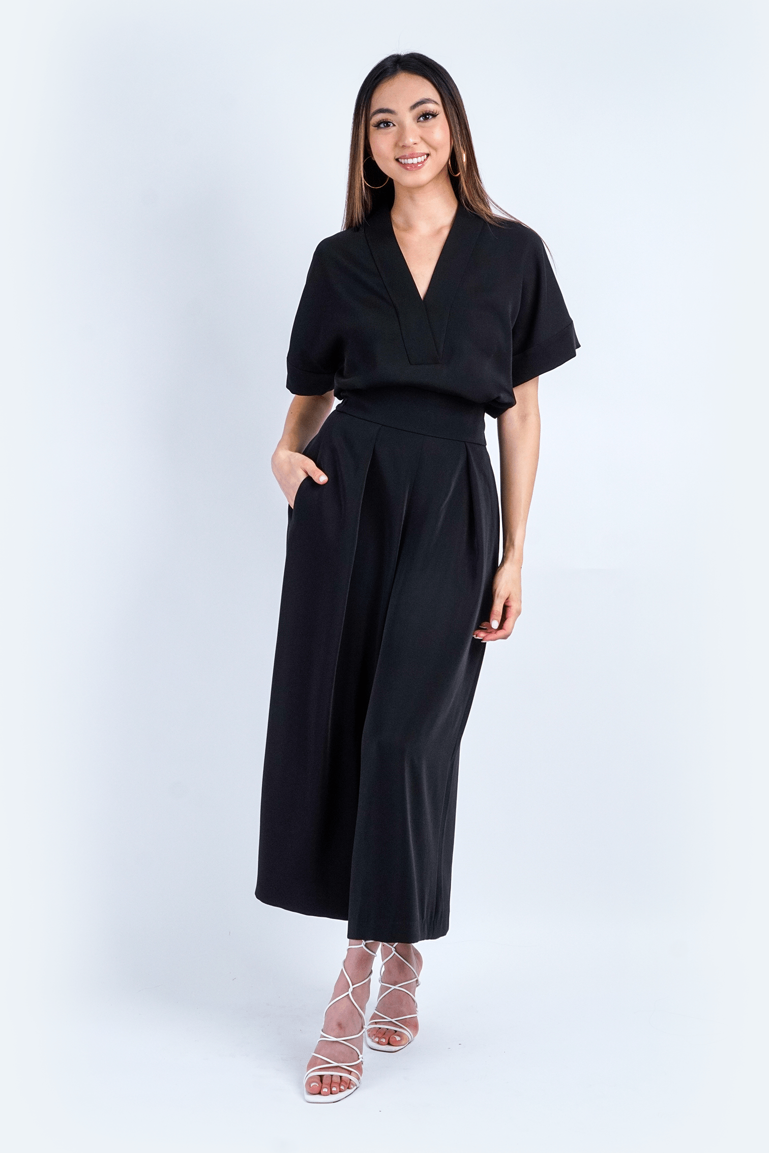 Chloe Dao PANTS Black Pleated High Waist Wide Leg Kira Pants