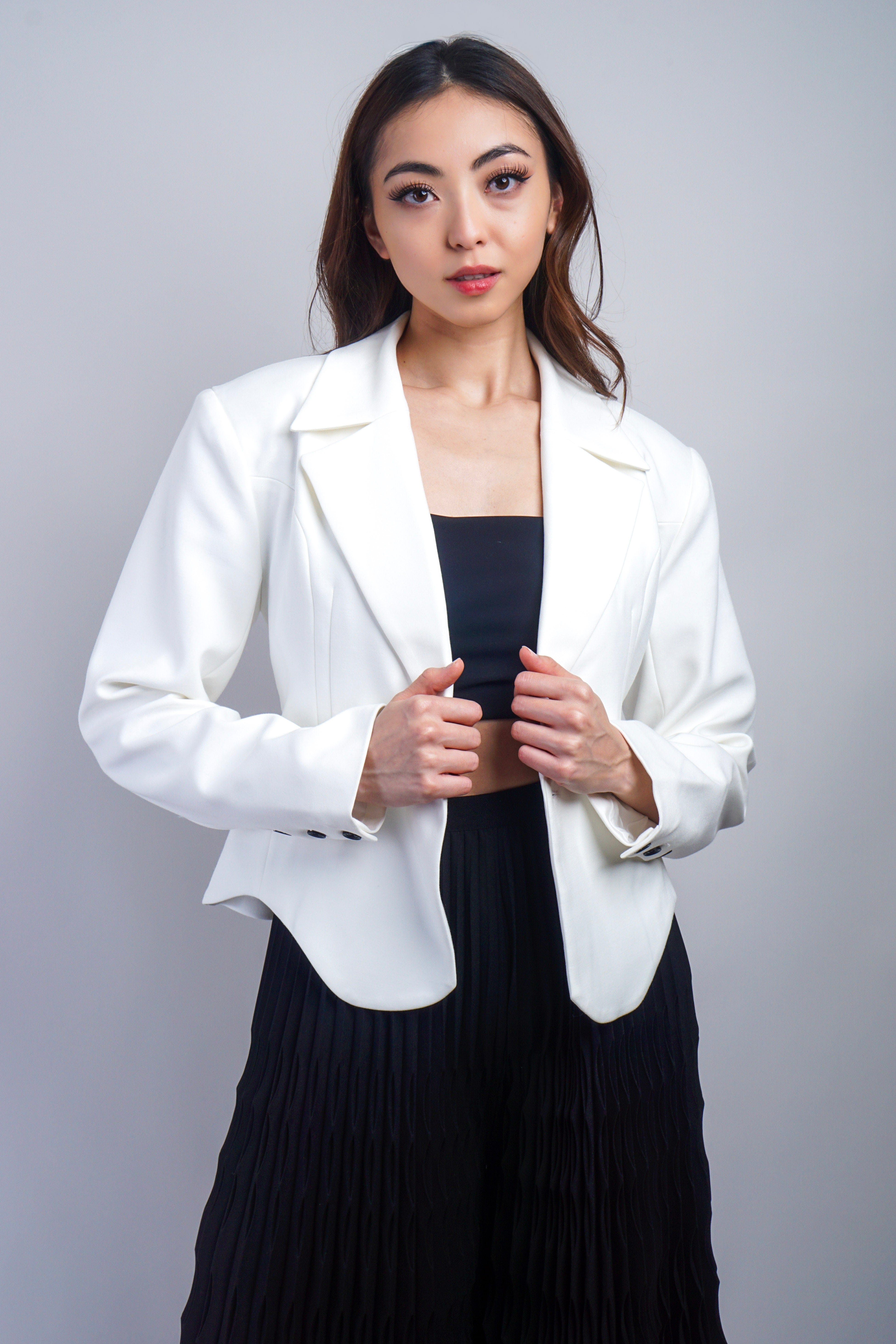 Private Label PANTS Black Wavy Pleated Pant