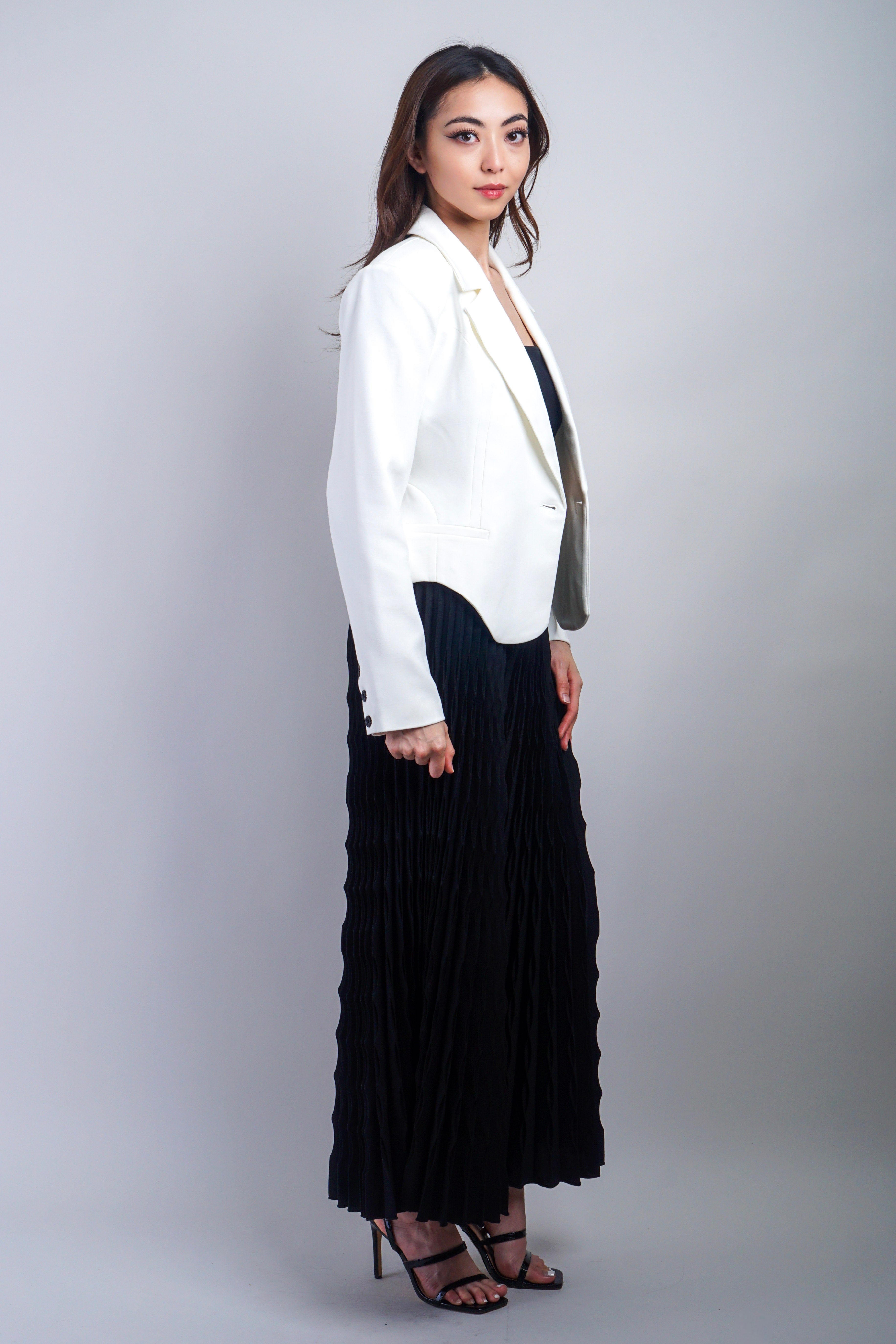 Private Label PANTS Black Wavy Pleated Pant
