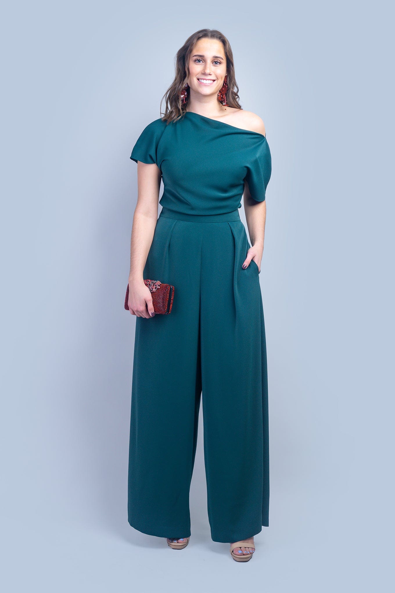 Chloe Dao PANTS Dark Green Pleated High Waist Leslie Pants