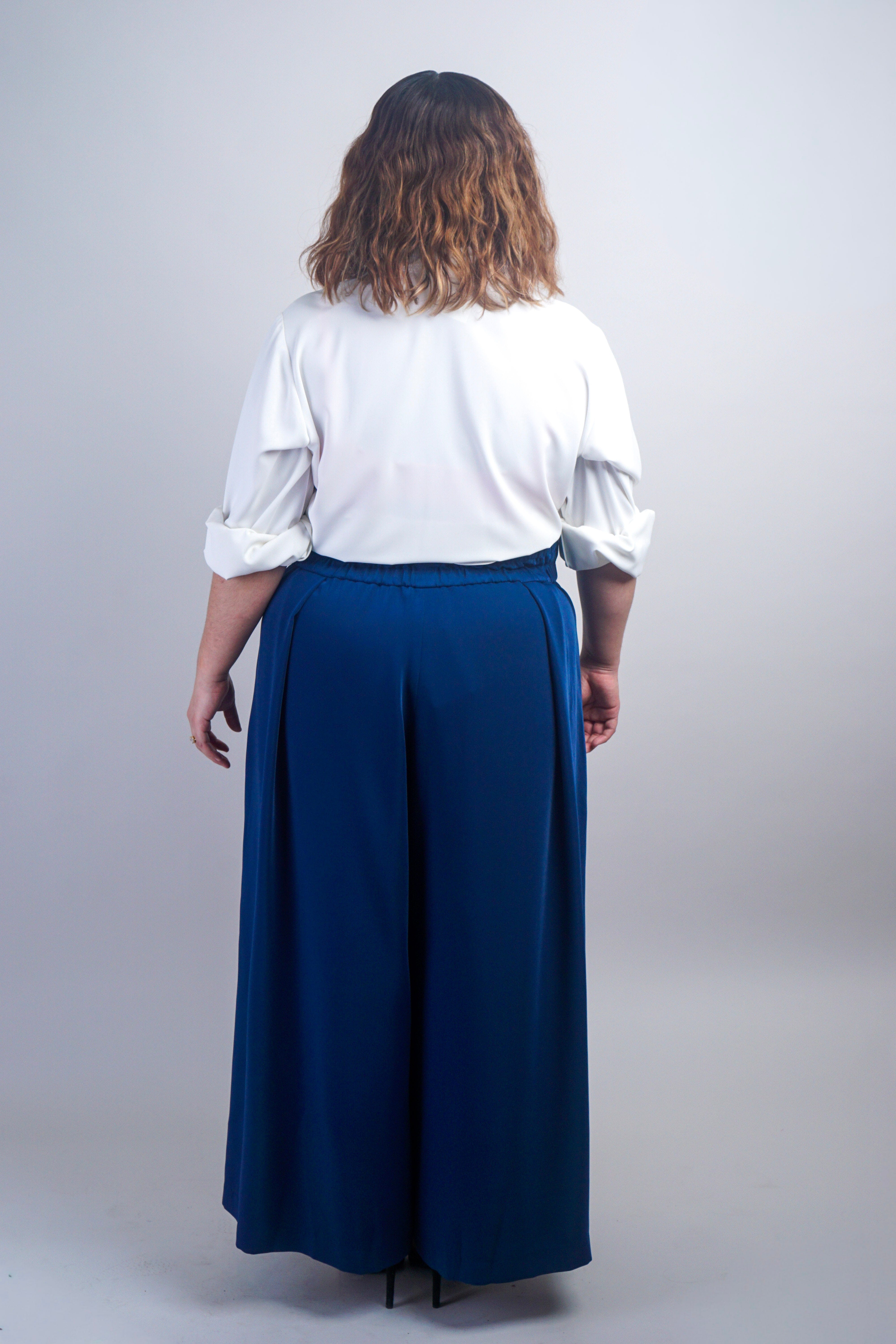 Chloe Dao PANTS Navy Pleated High Waist Wide Leg Kira Pants