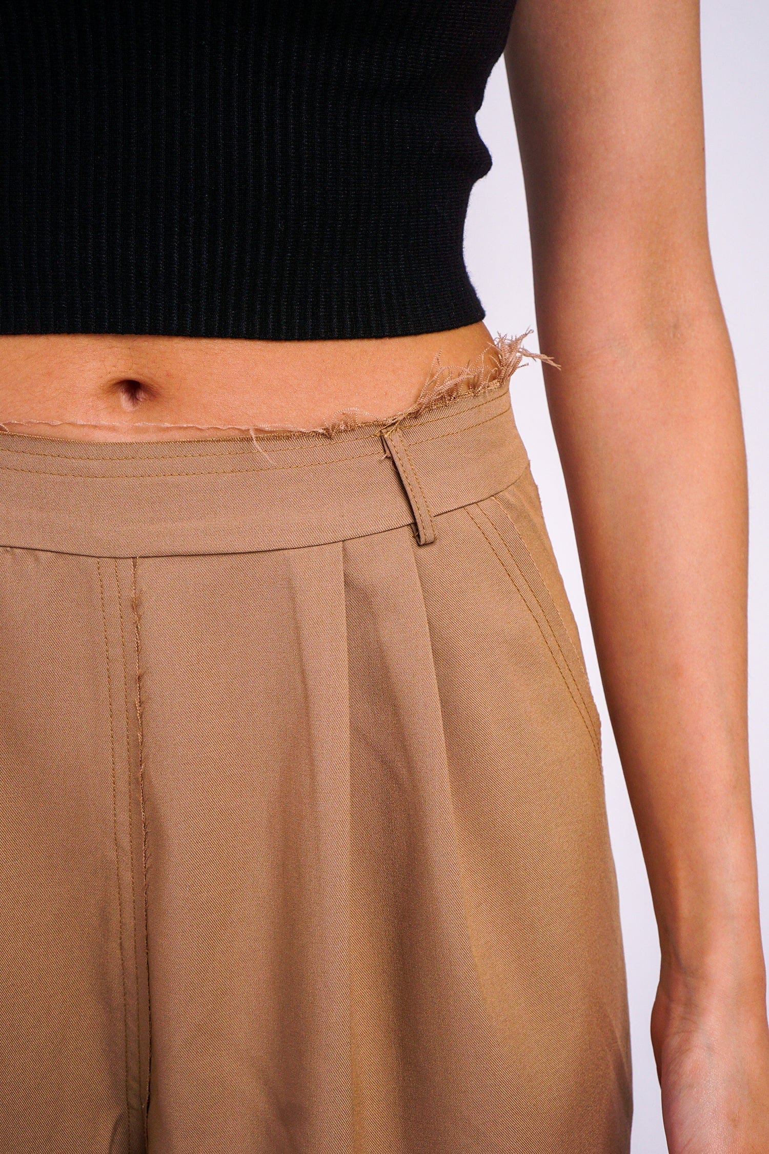 DCD Pants Taupe Raw Edge Wide Leg Pants