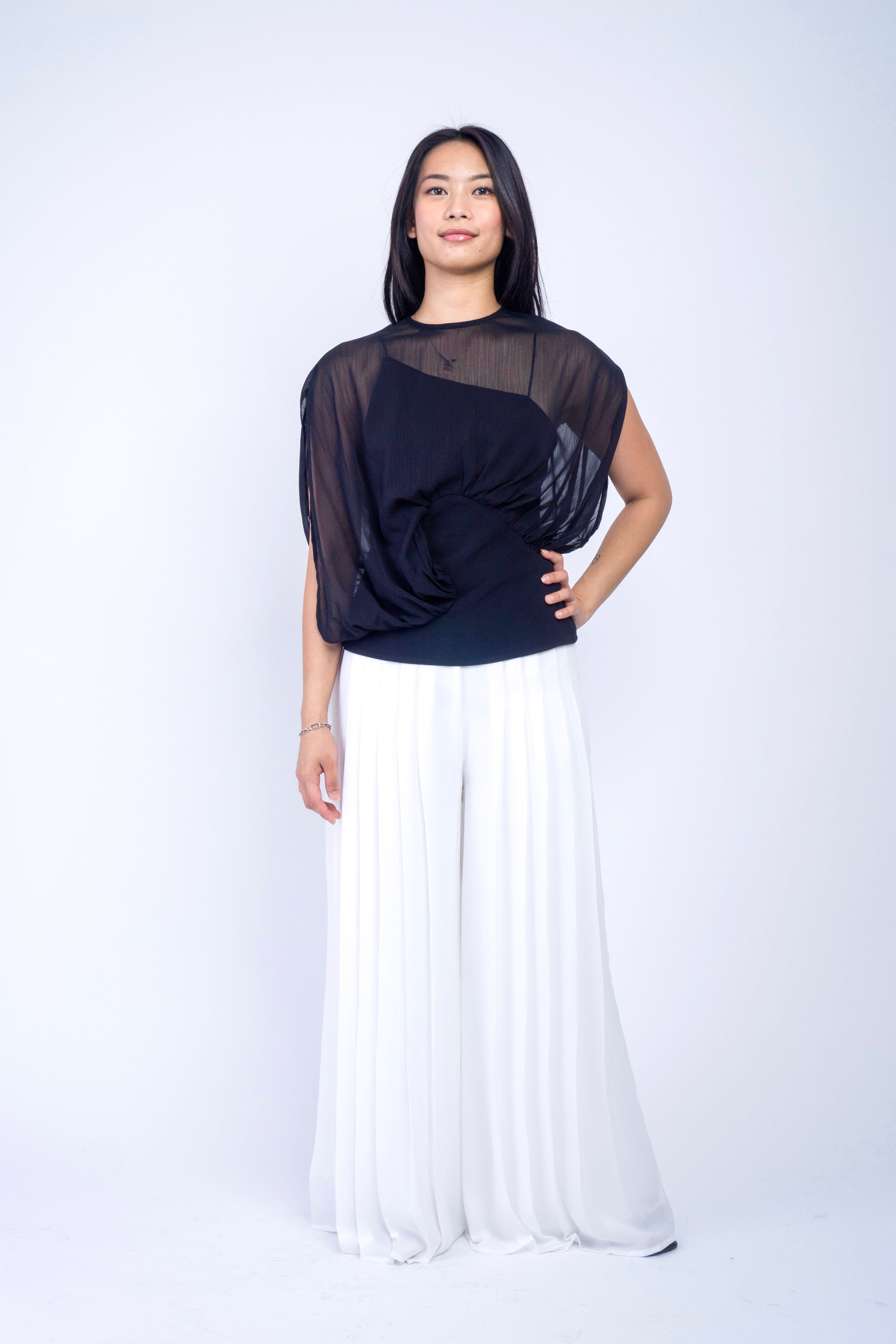 Private Label PANTS White Soft Pleated Pant