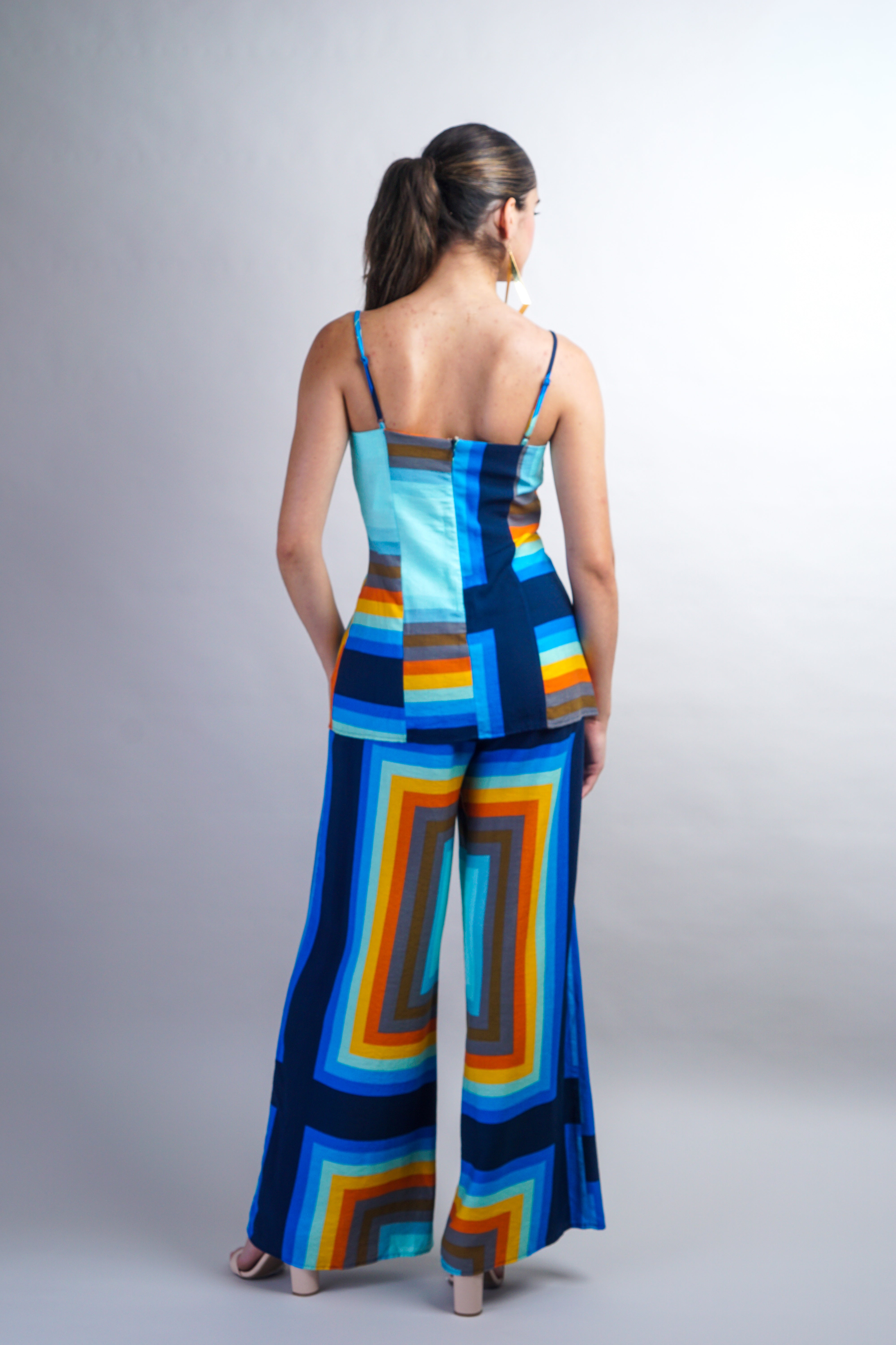 Mutli Rectangles  Print Square  Pant