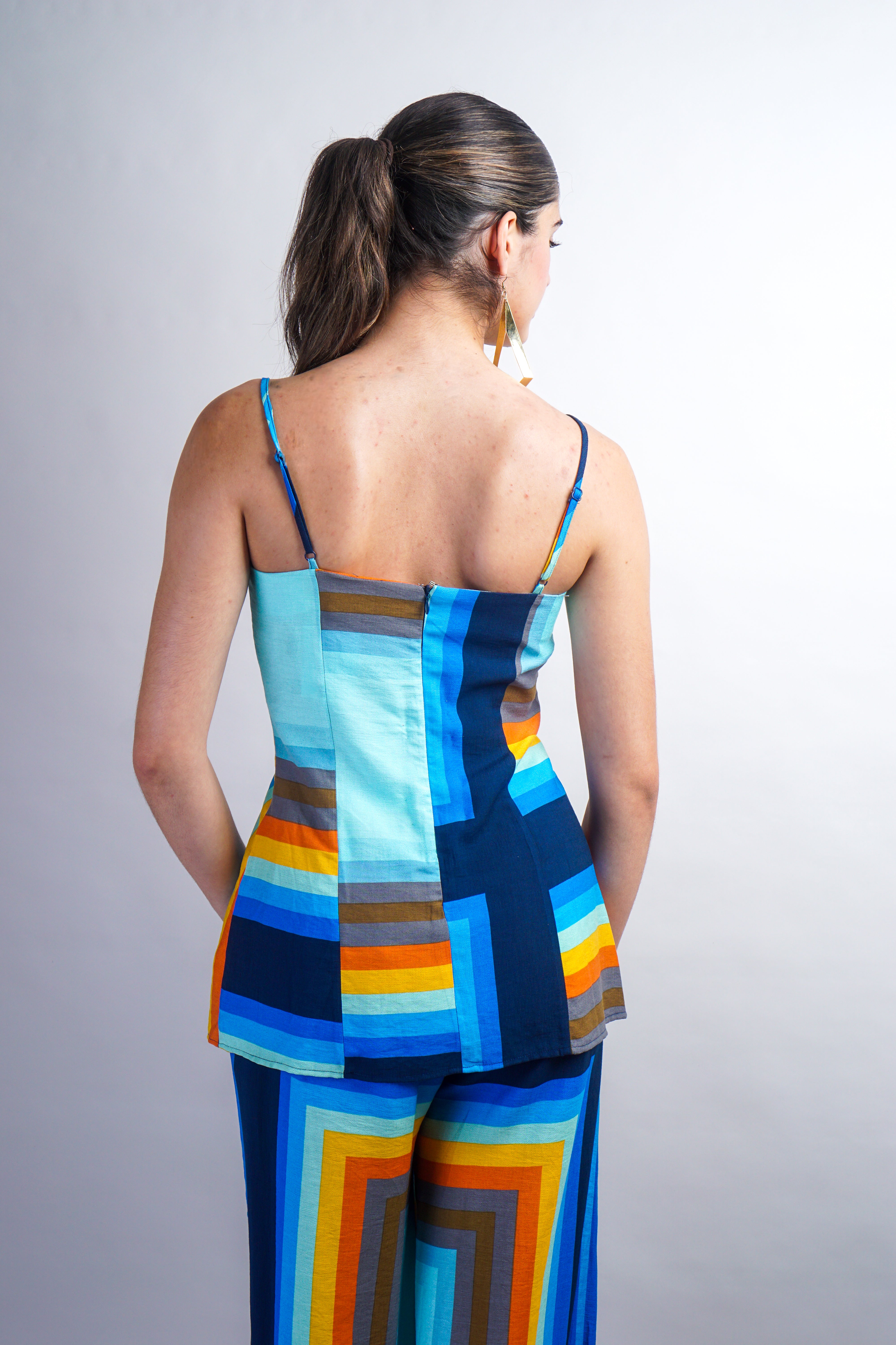 Mutli Rectangles  Print Square Tunic Top