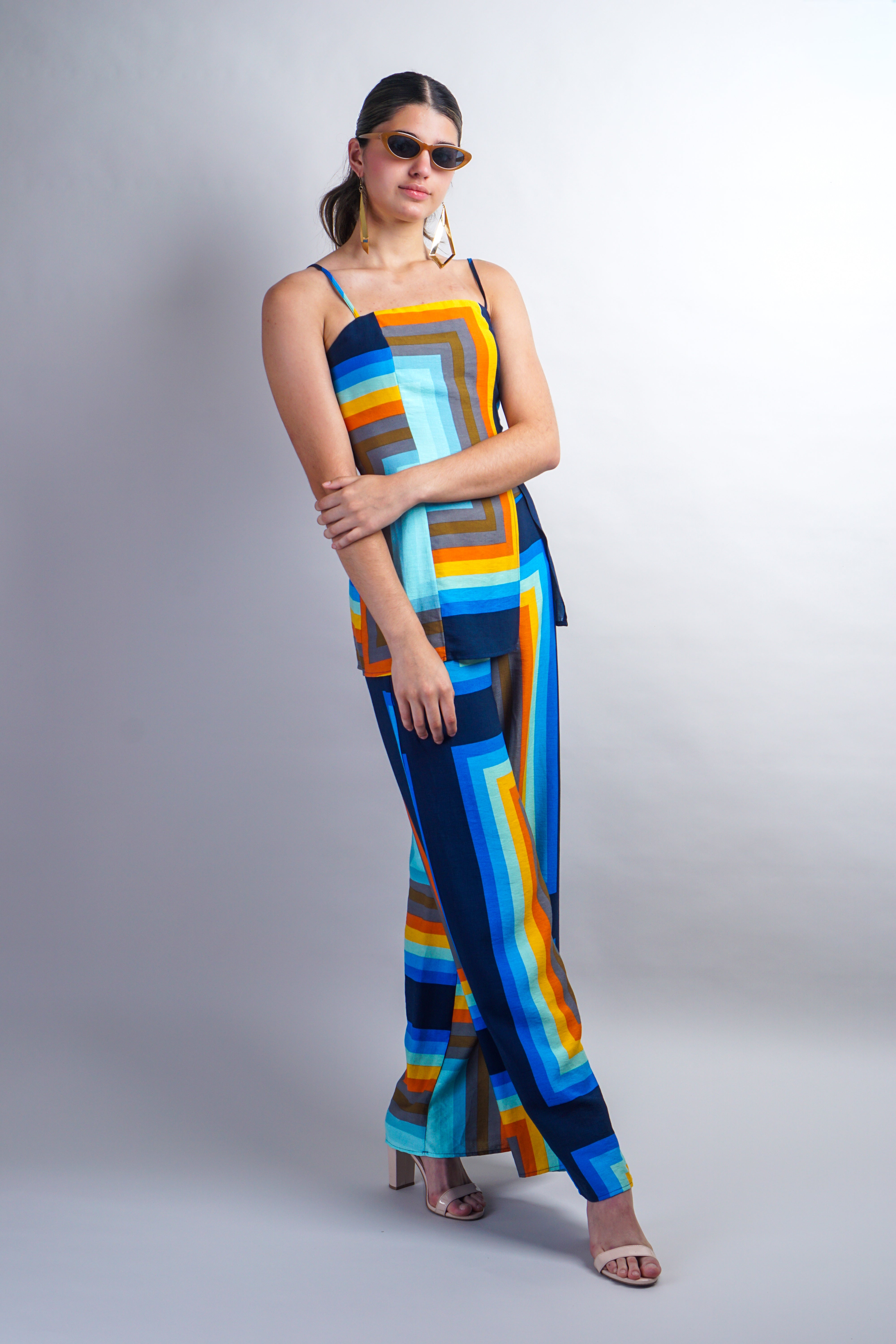Mutli Rectangles  Print Square  Pant