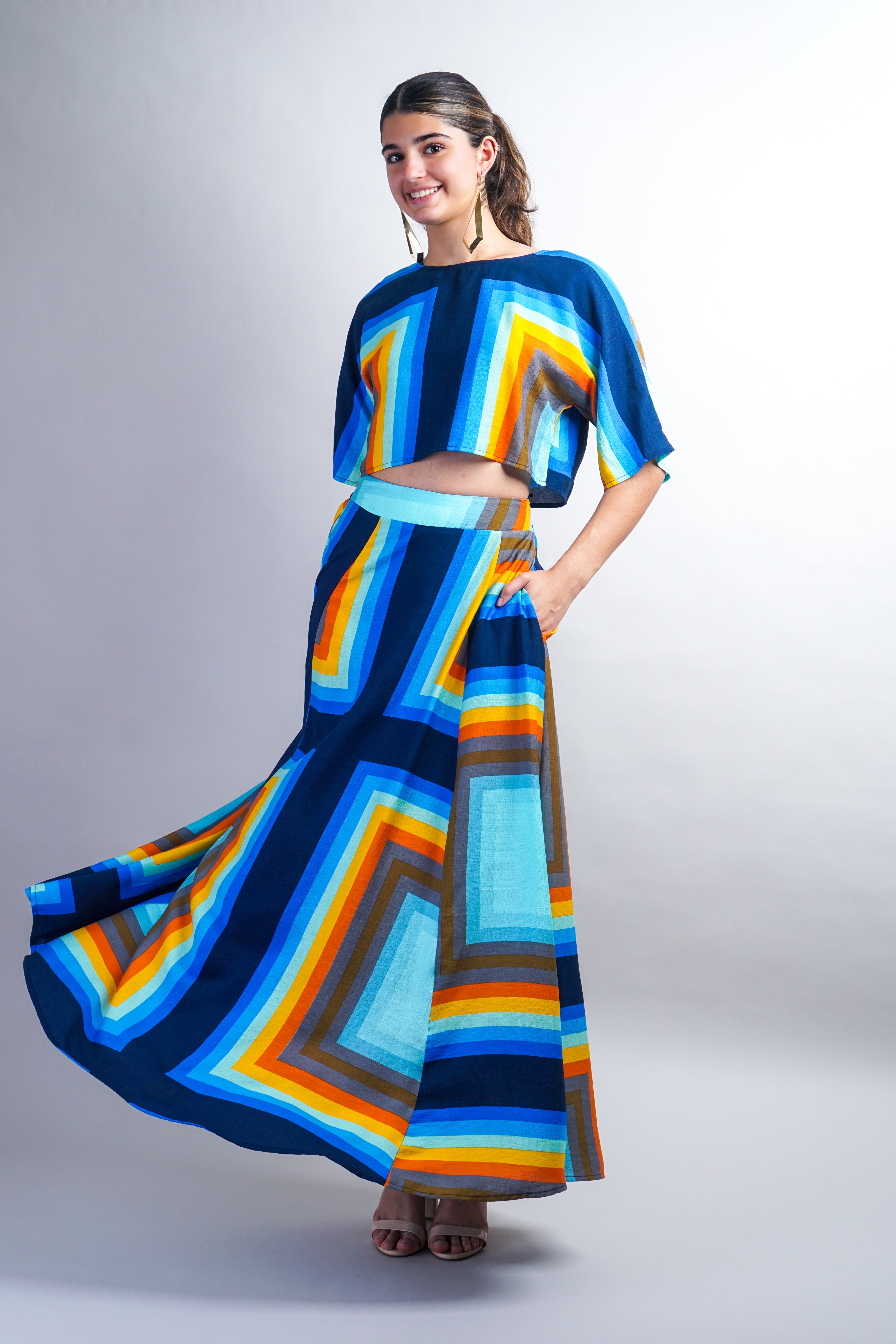 Multi  Rectangles Full Skirt