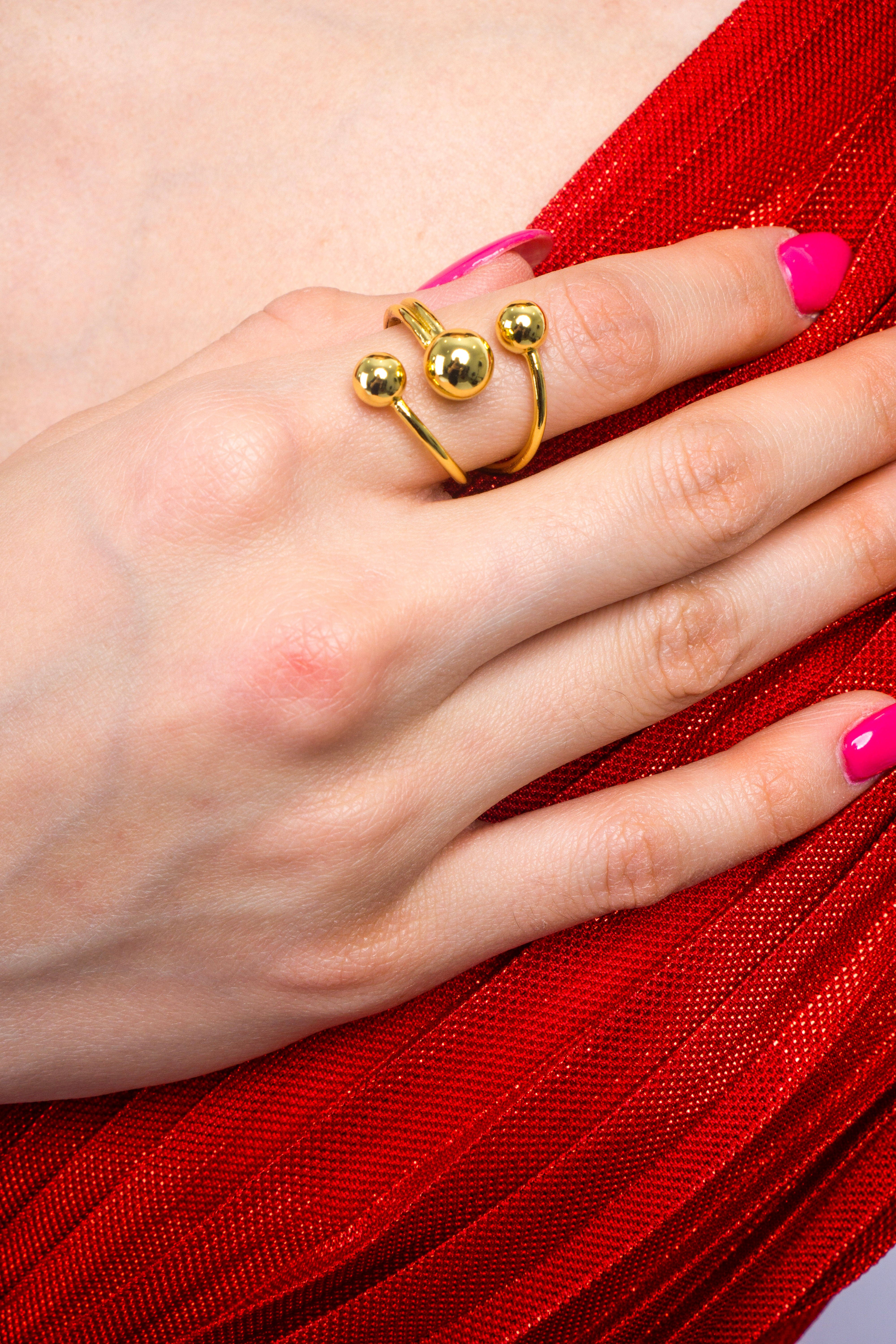 Private Label RINGS Gold 3 Balls Ring
