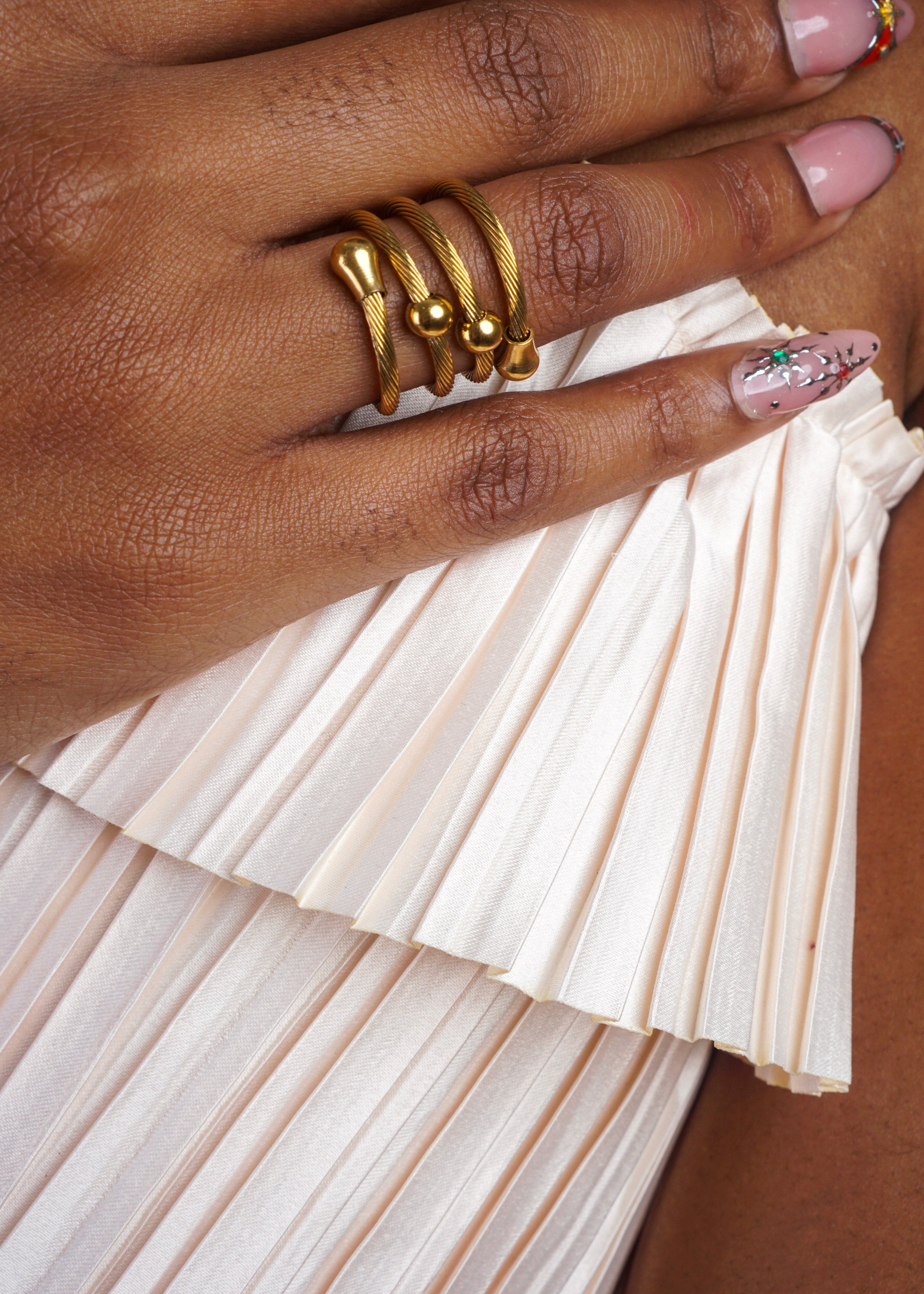 Private Label RINGS Gold Ball Spiral Ring