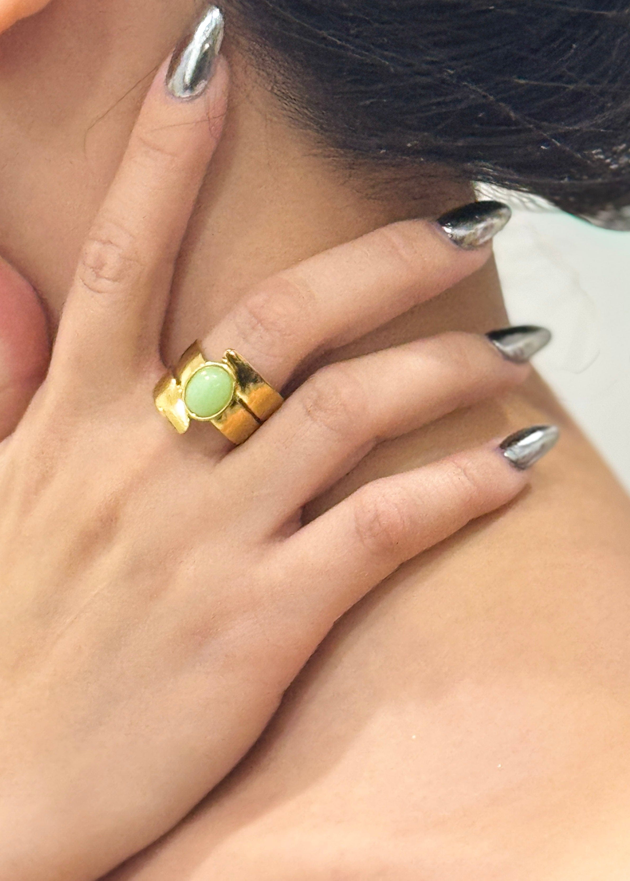 Private Label RINGS Gold Natural Stone Irregular Shaped Ring