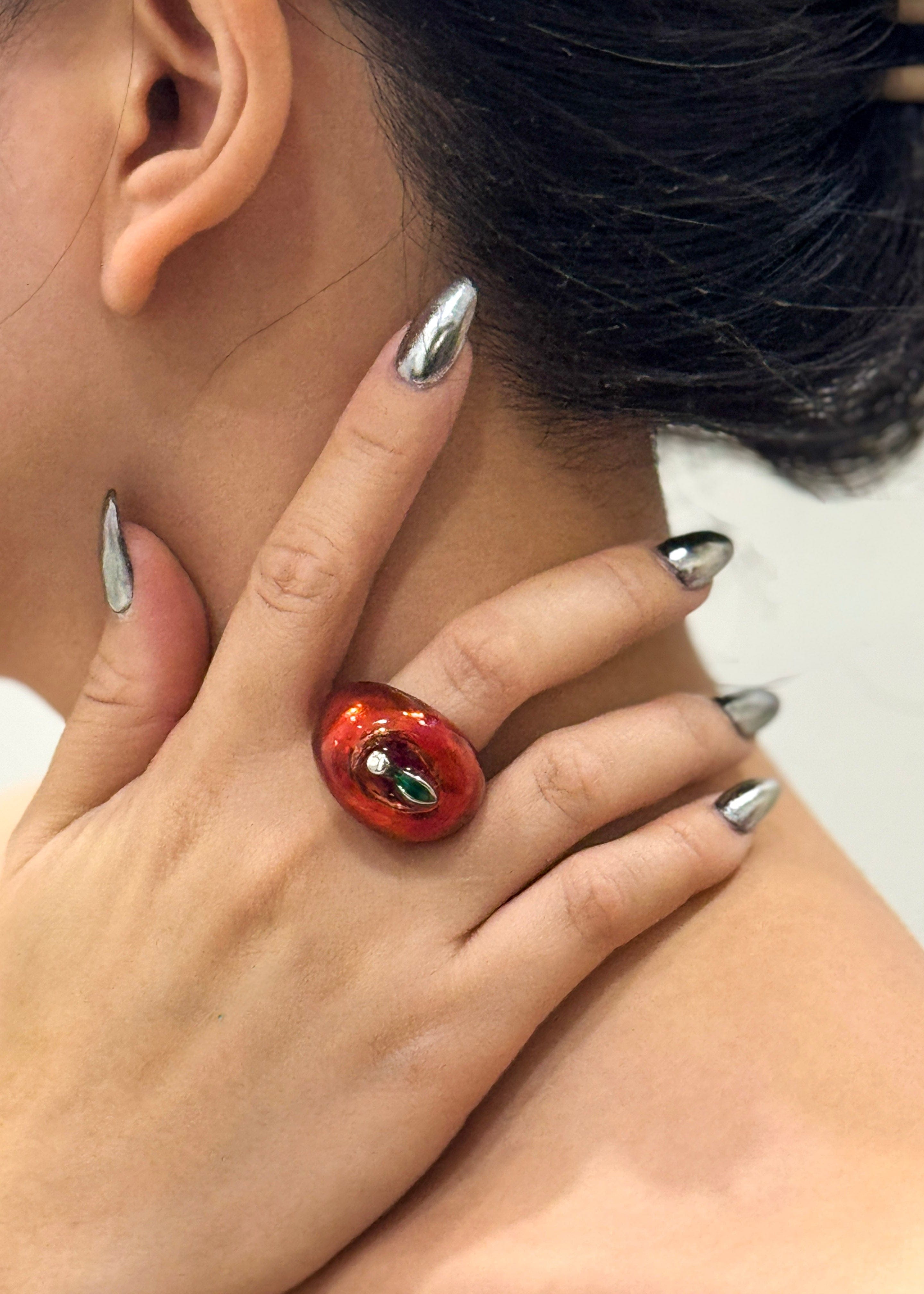 Private Label RINGS Silver Apple Ring