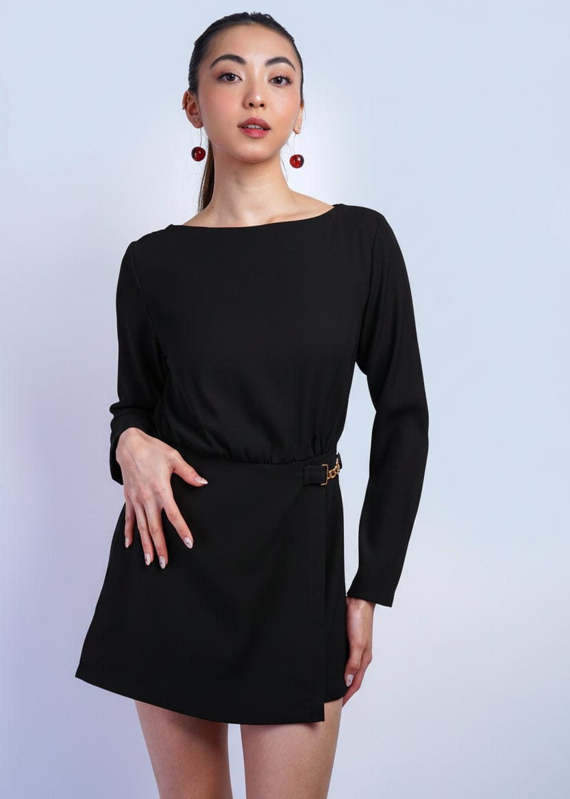 Private Label ROMPERS Black Classic Gold Trim Romper