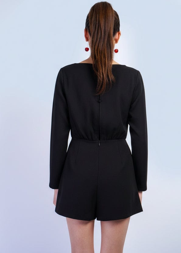 Private Label ROMPERS Black Classic Gold Trim Romper