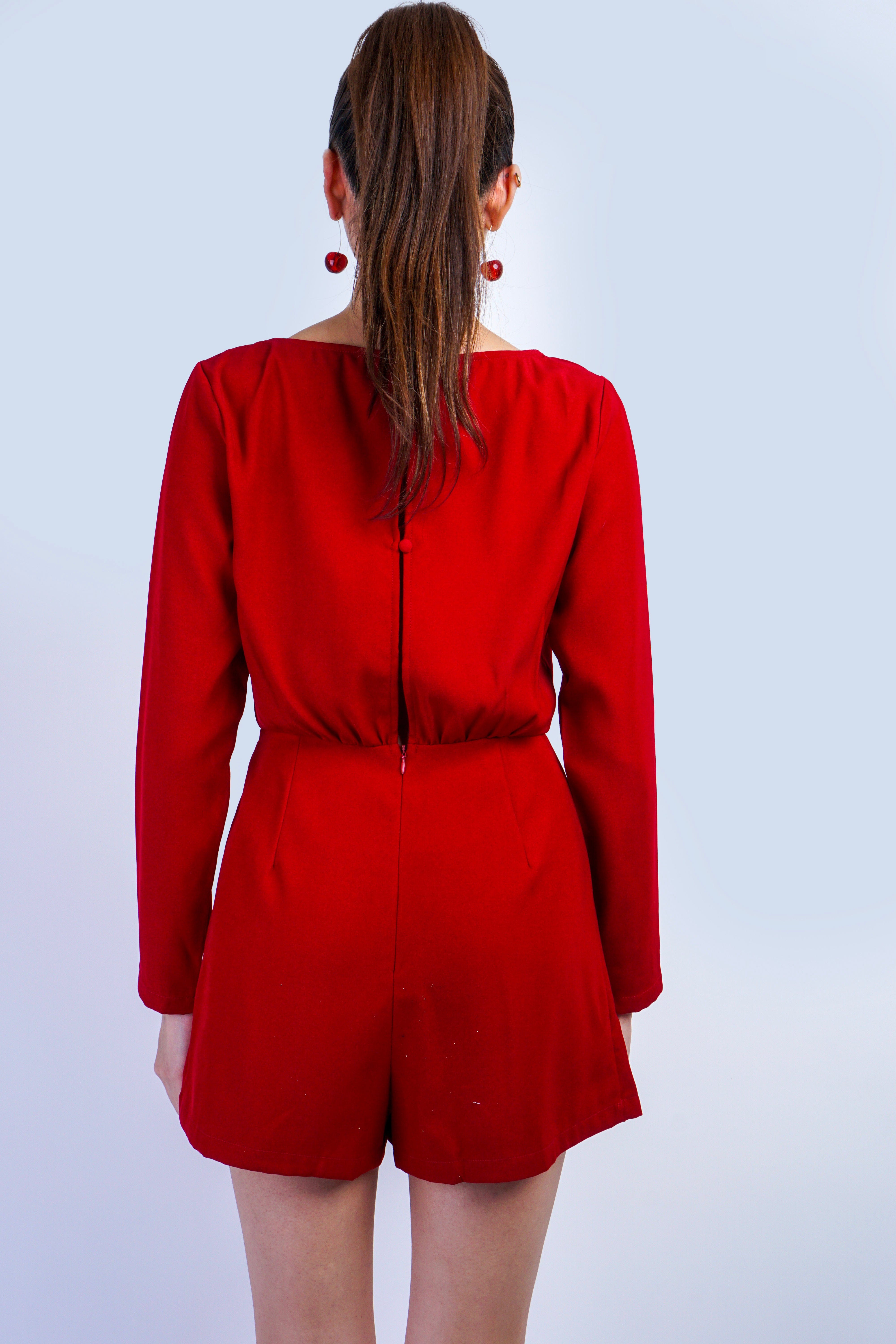 Private Label ROMPERS Red Gold Trim Romper