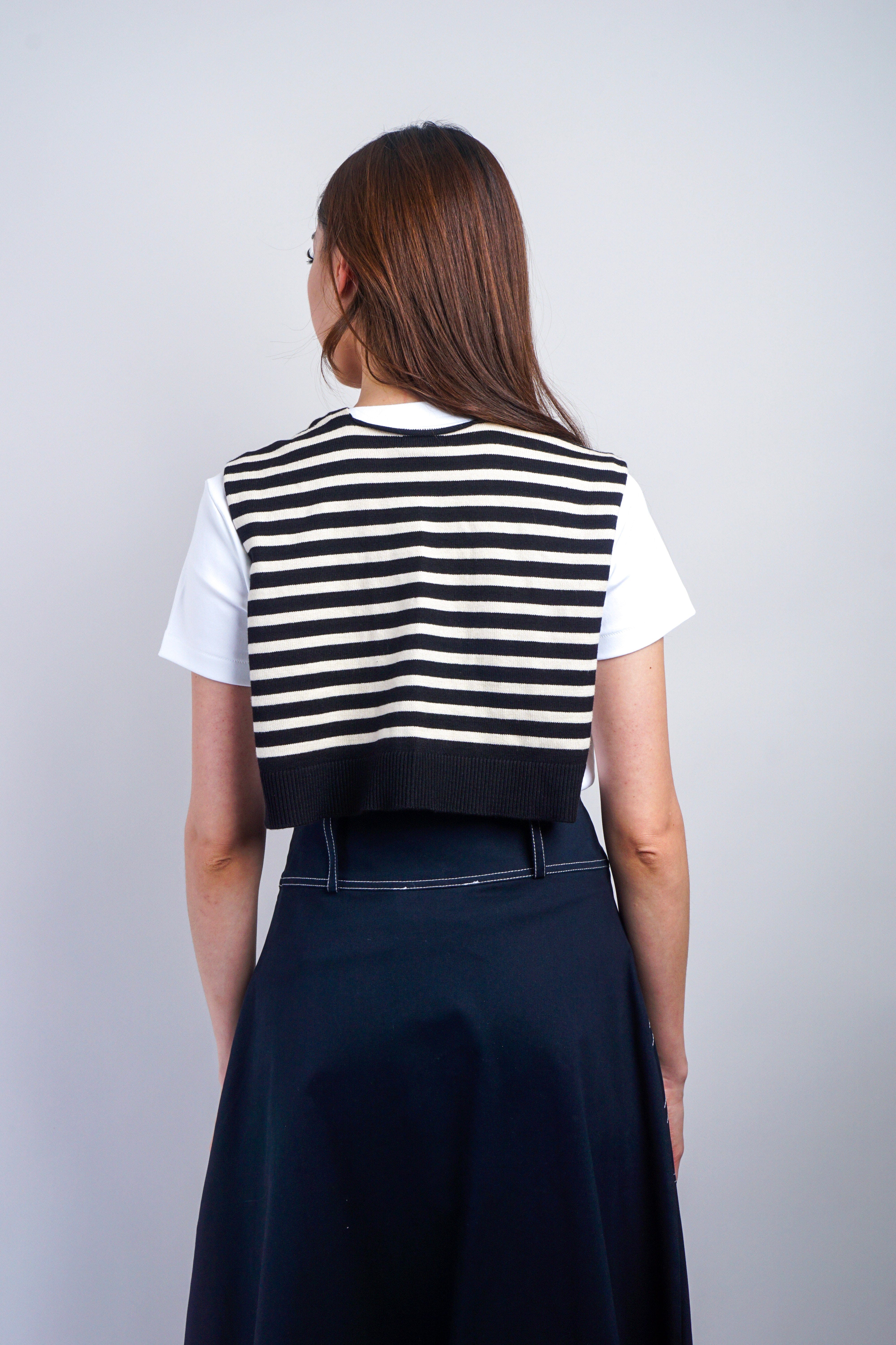 Private Label SCARVES Black/White Striped Knit Shoulder Shawl
