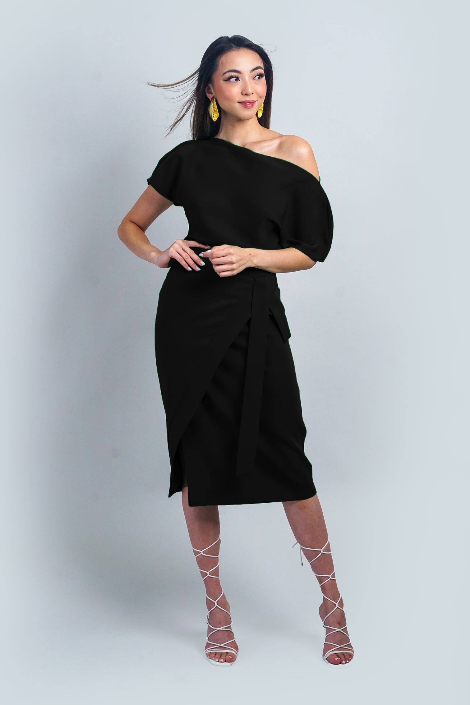 Chloe Dao SKIRTS Black Misha Wrapped Midi Skirt