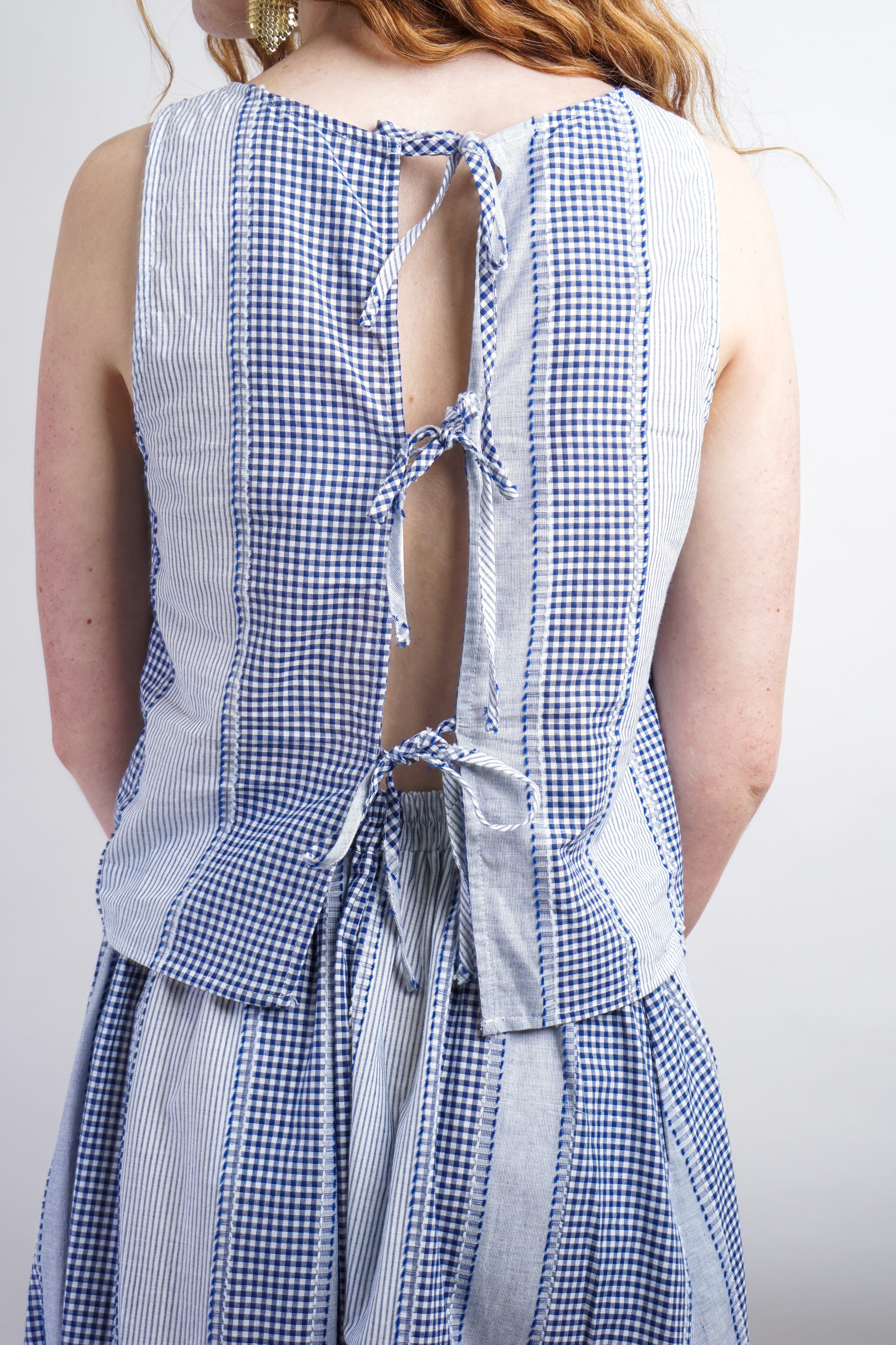 Private Label SKIRTS Blue & White Gingham Maxi Skirt