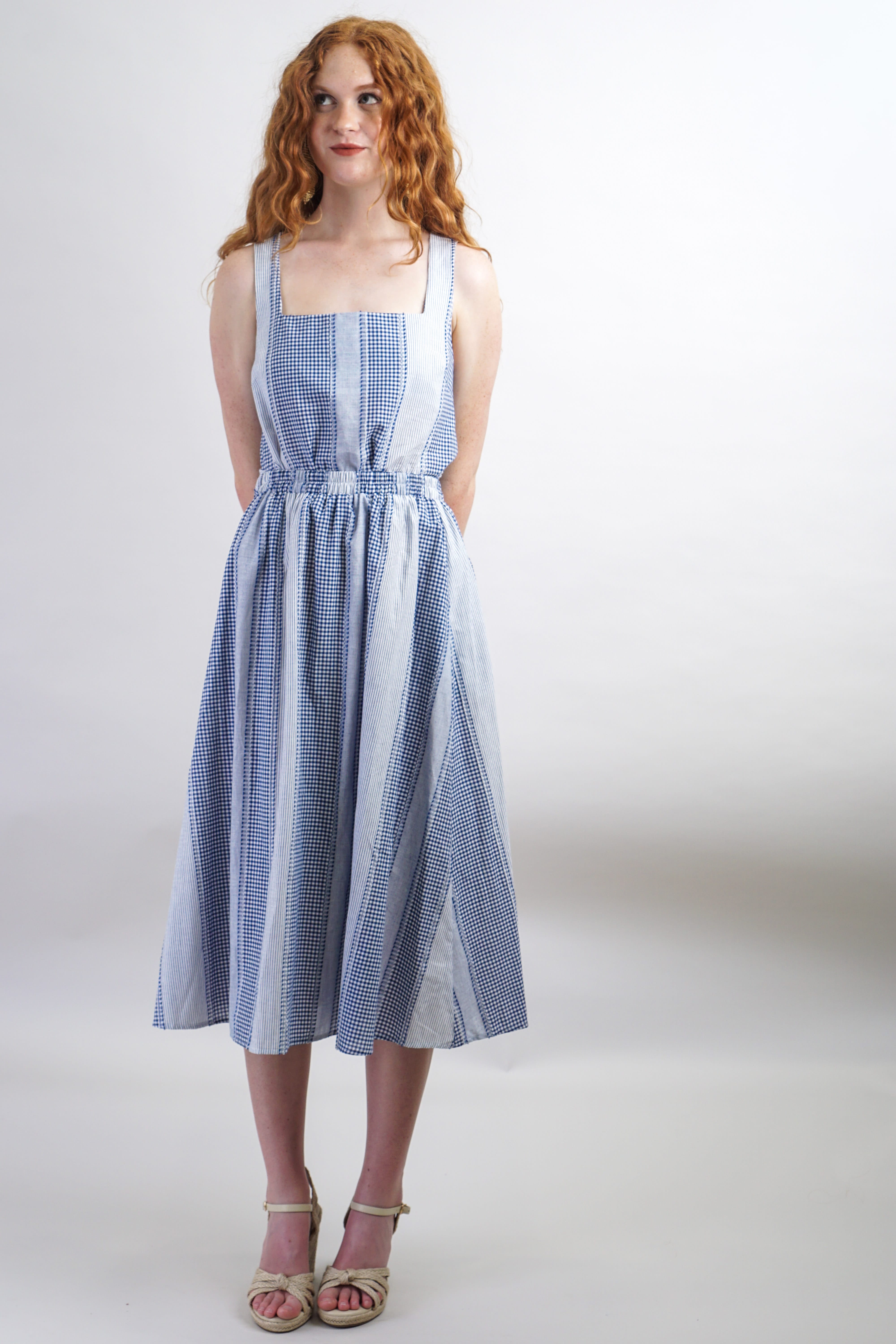 Private Label SKIRTS Blue & White Gingham Maxi Skirt