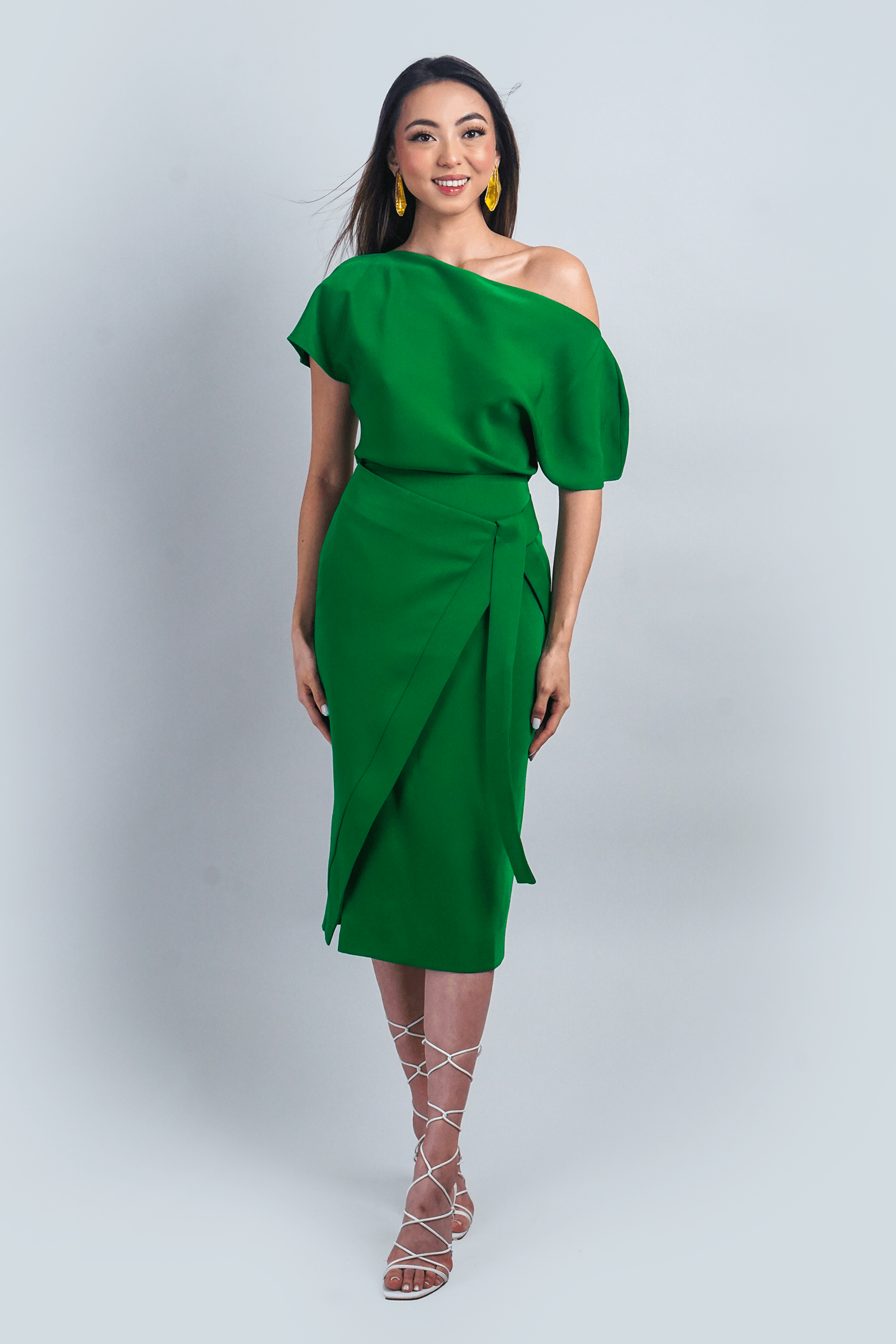 Chloe Dao SKIRTS Green Misha Wrapped Midi Skirt