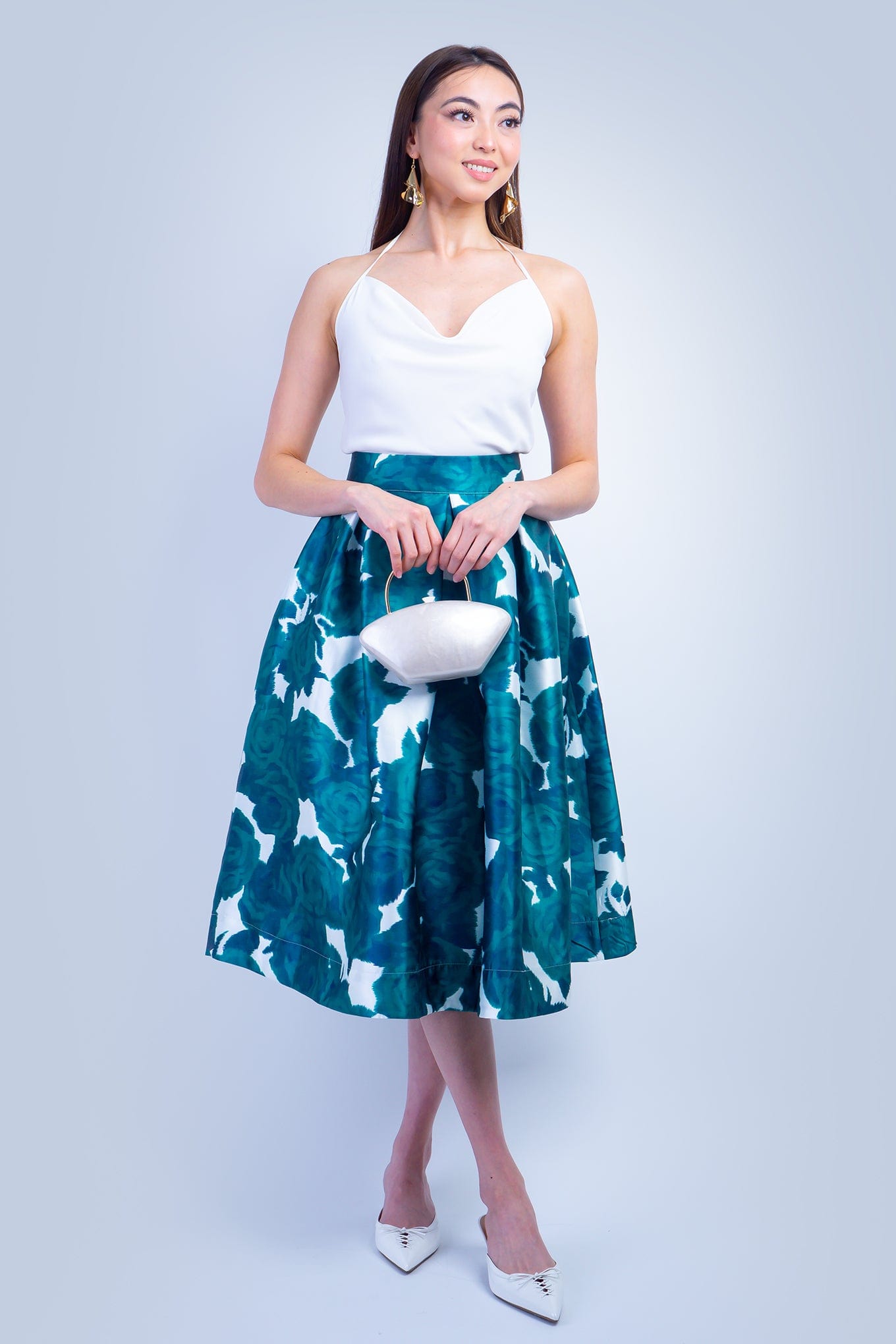 DCD SKIRTS Green Rose Taffeta  Full Skirt