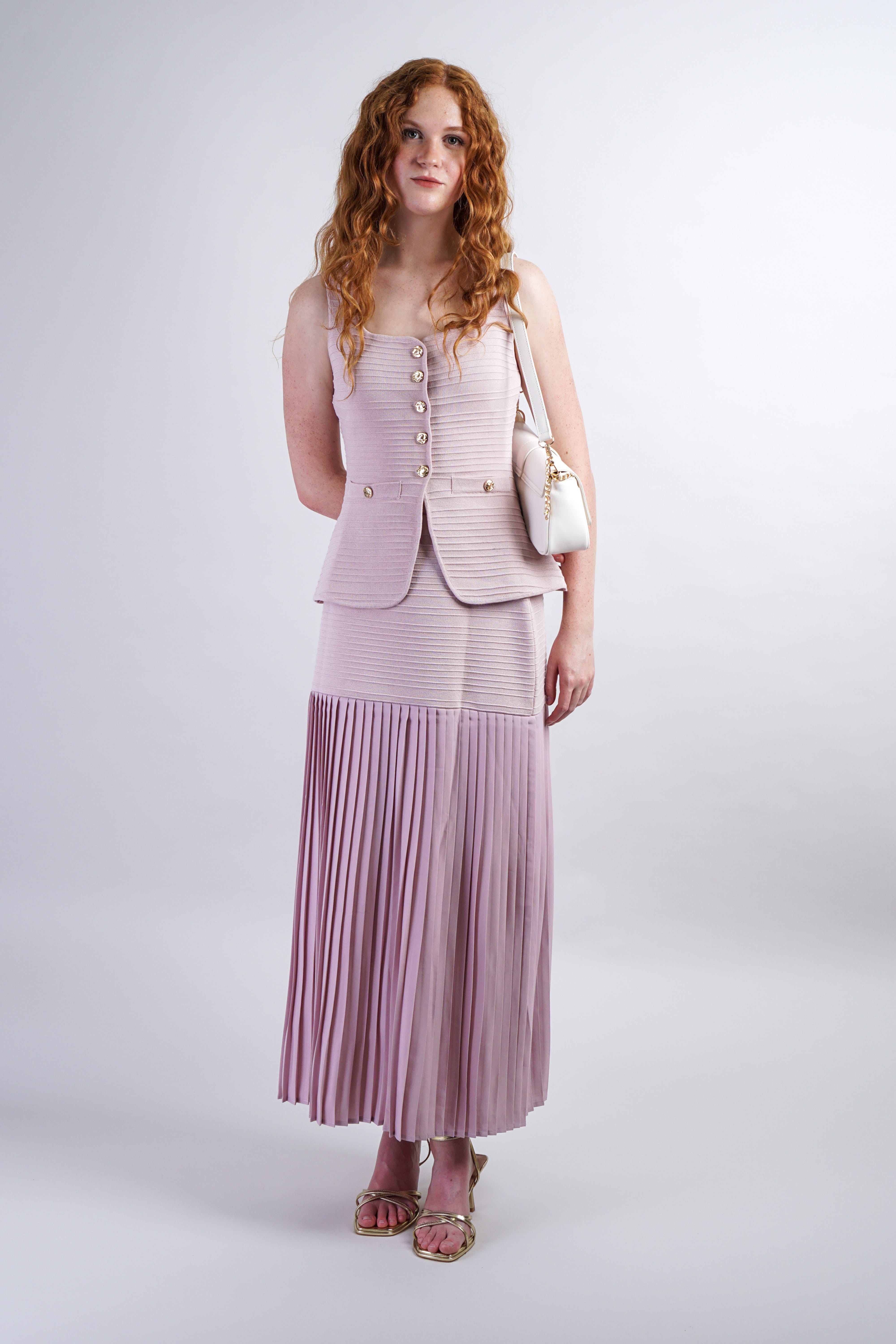 Private Label SKIRTS Mauve Yoke Pleated Skirt