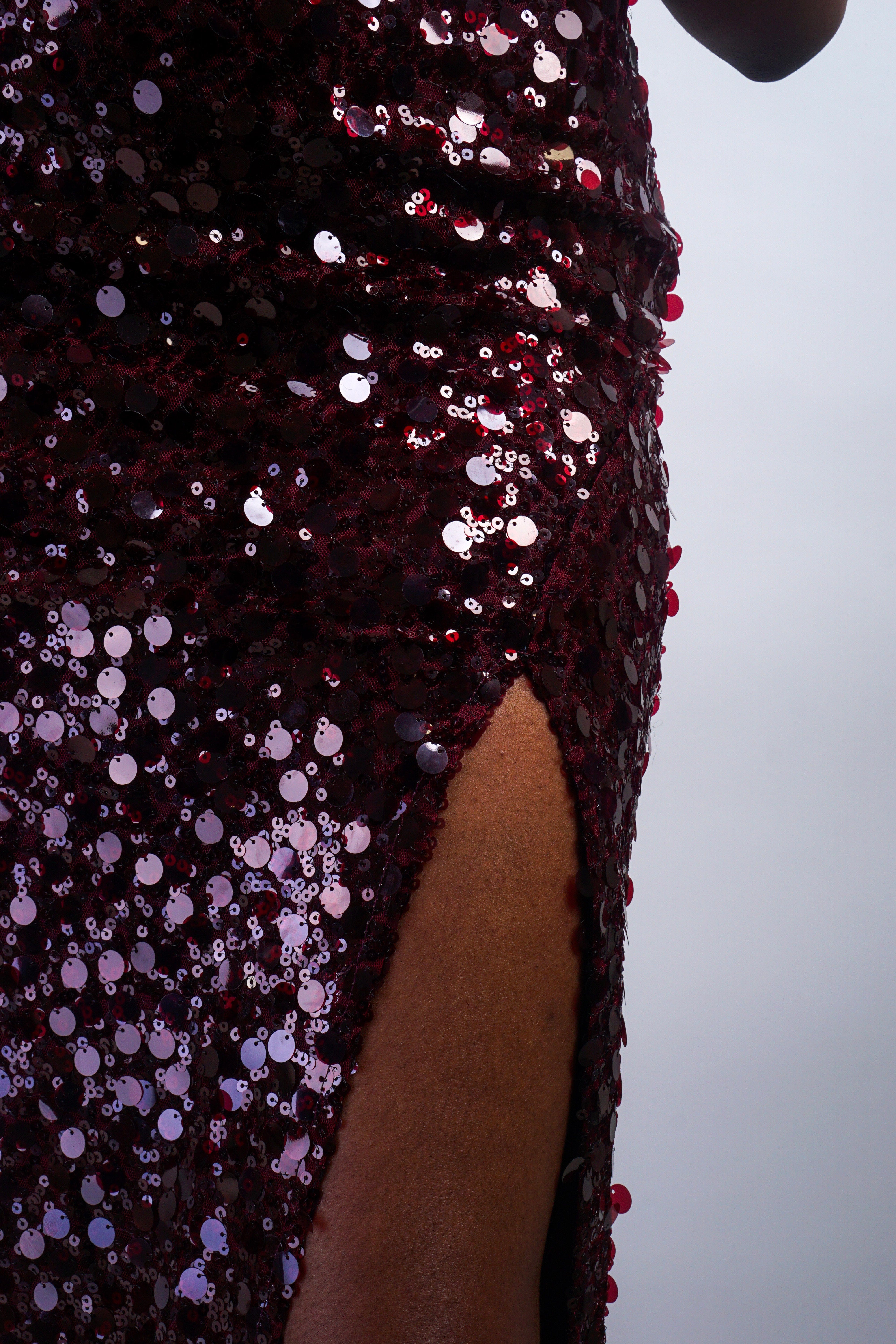 Private Label SKIRTS Oxblood Sequins Pencil Midi Skirt