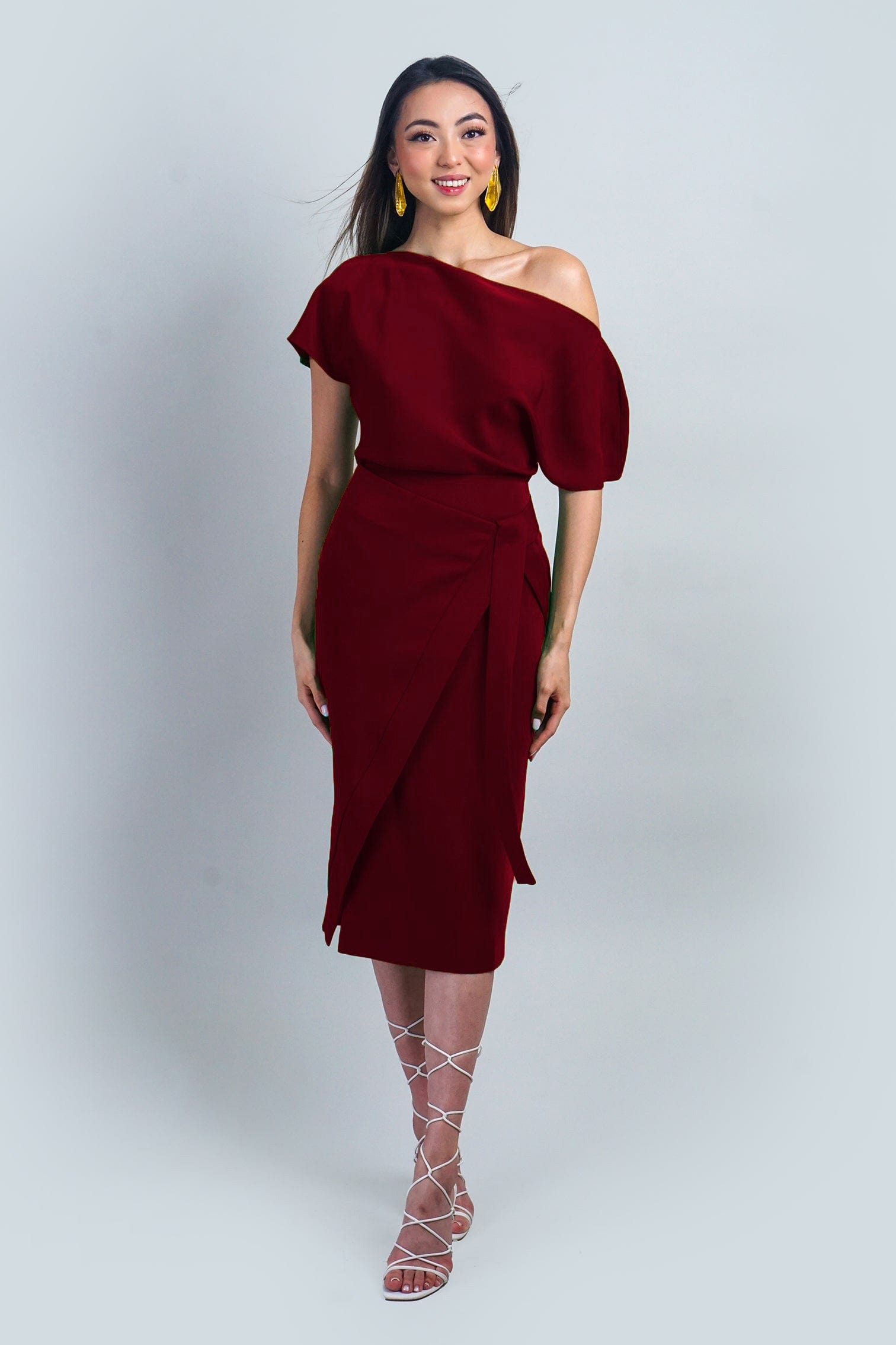 Chloe Dao SKIRTS PREORDER Burgundy Misha Wrapped Midi Skirt