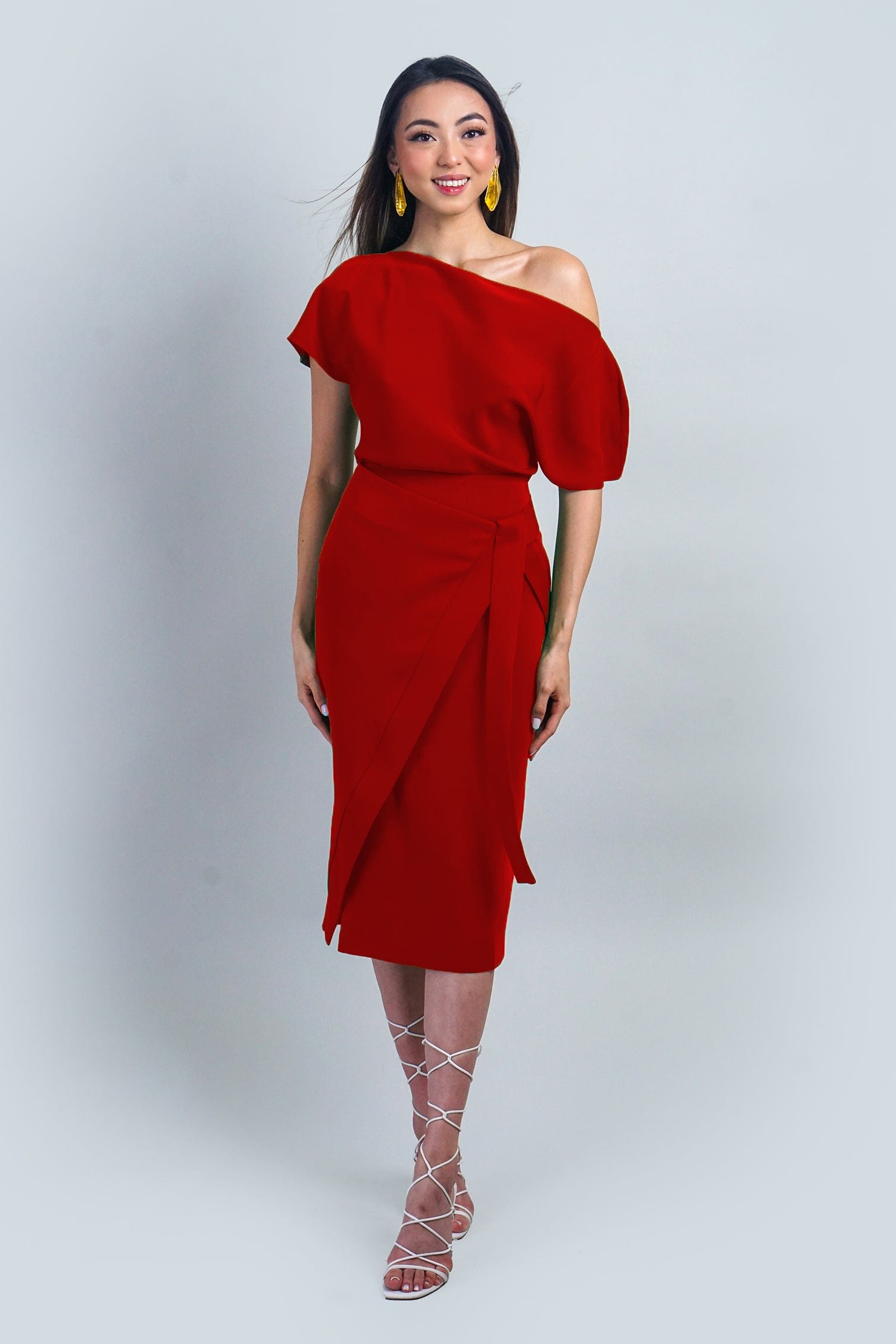 Chloe Dao SKIRTS PREORDER Red Misha Wrapped Midi Skirt