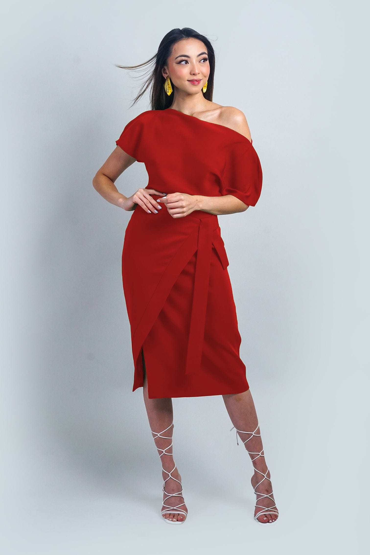 Chloe Dao SKIRTS PREORDER Red Misha Wrapped Midi Skirt