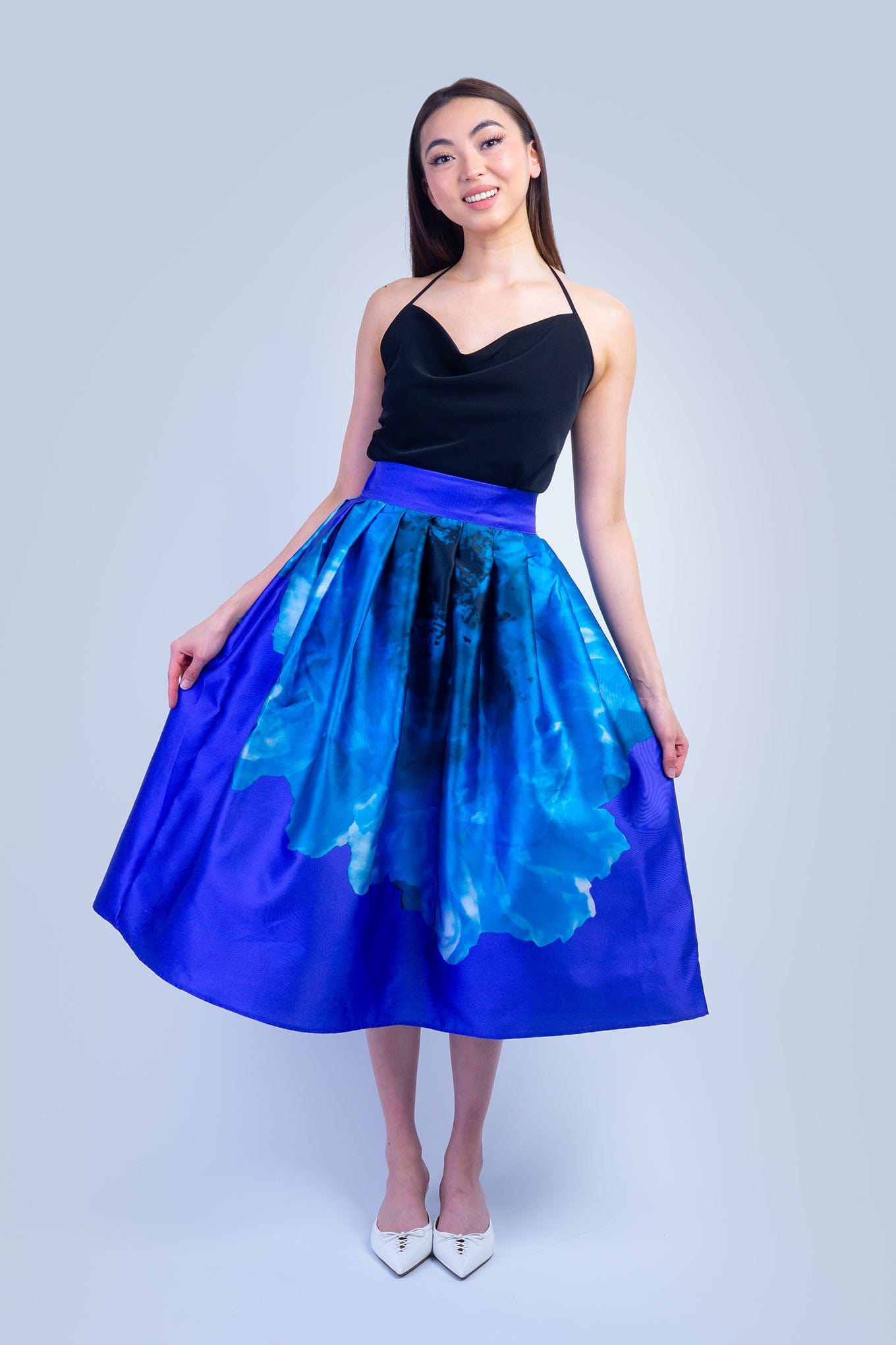 DCD SKIRTS Purples Floral Taffeta  Full Skirt