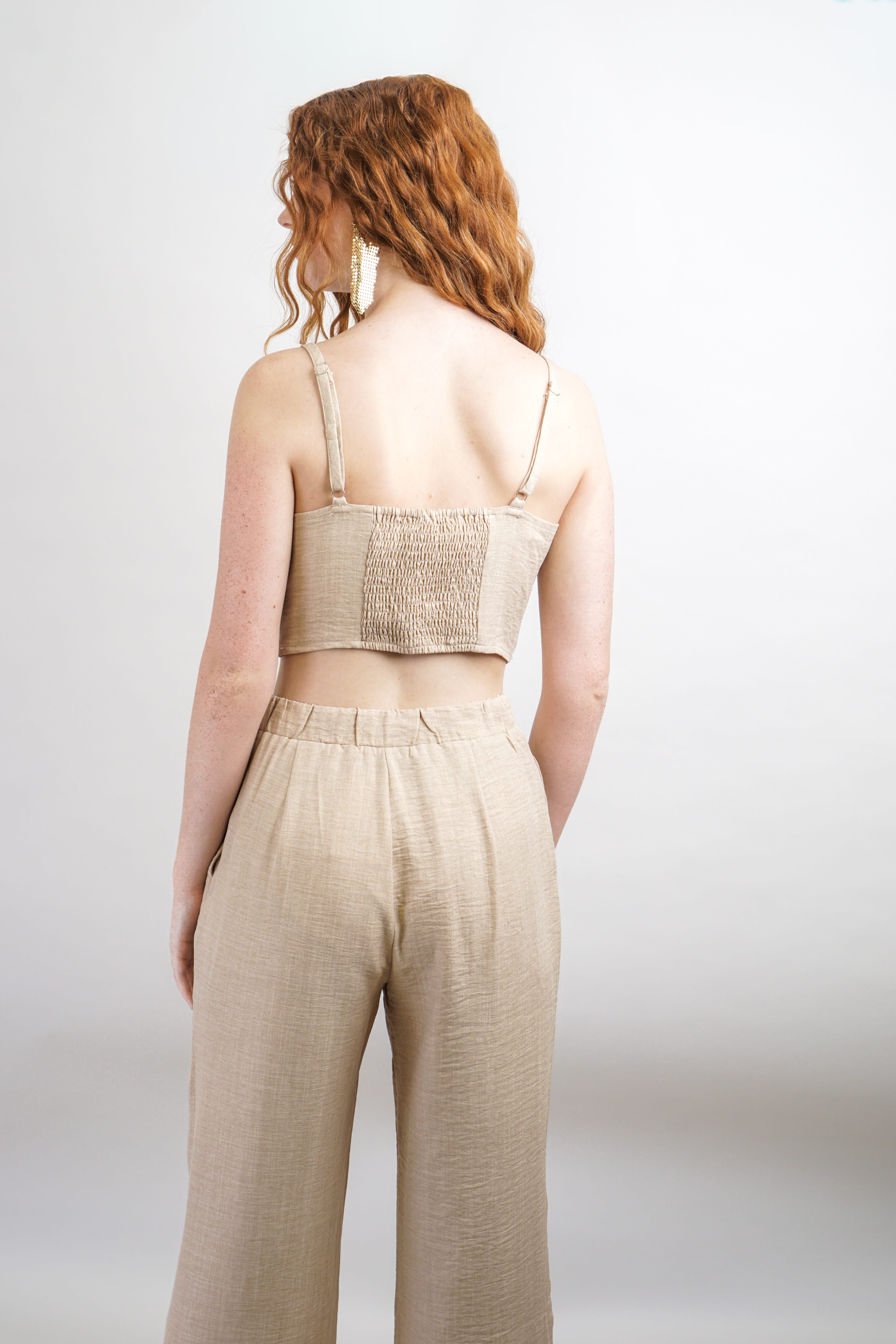 Private Label TOPS Beige Rope Trim Top