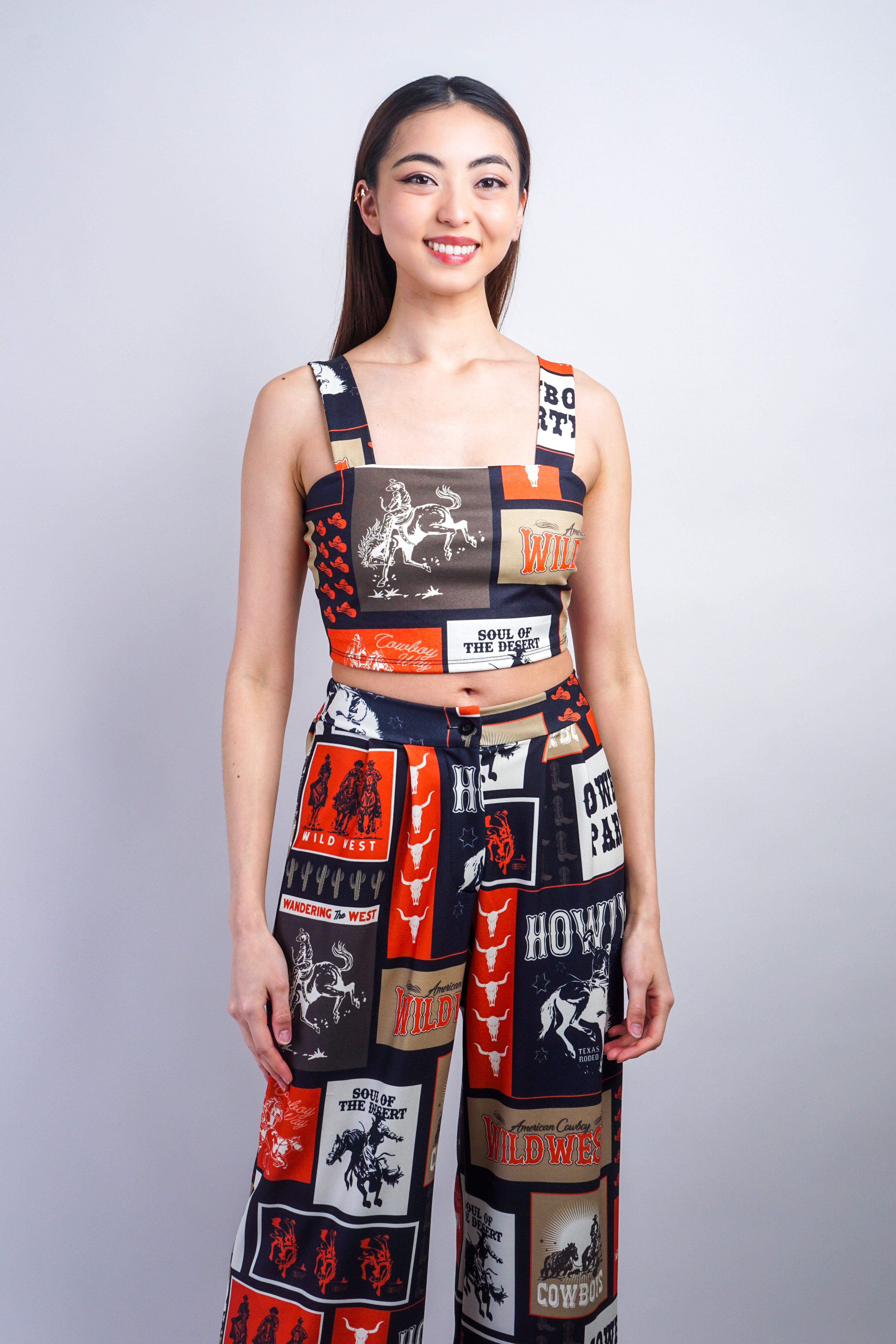 Private Label TOPS Black Cowboy Square Top