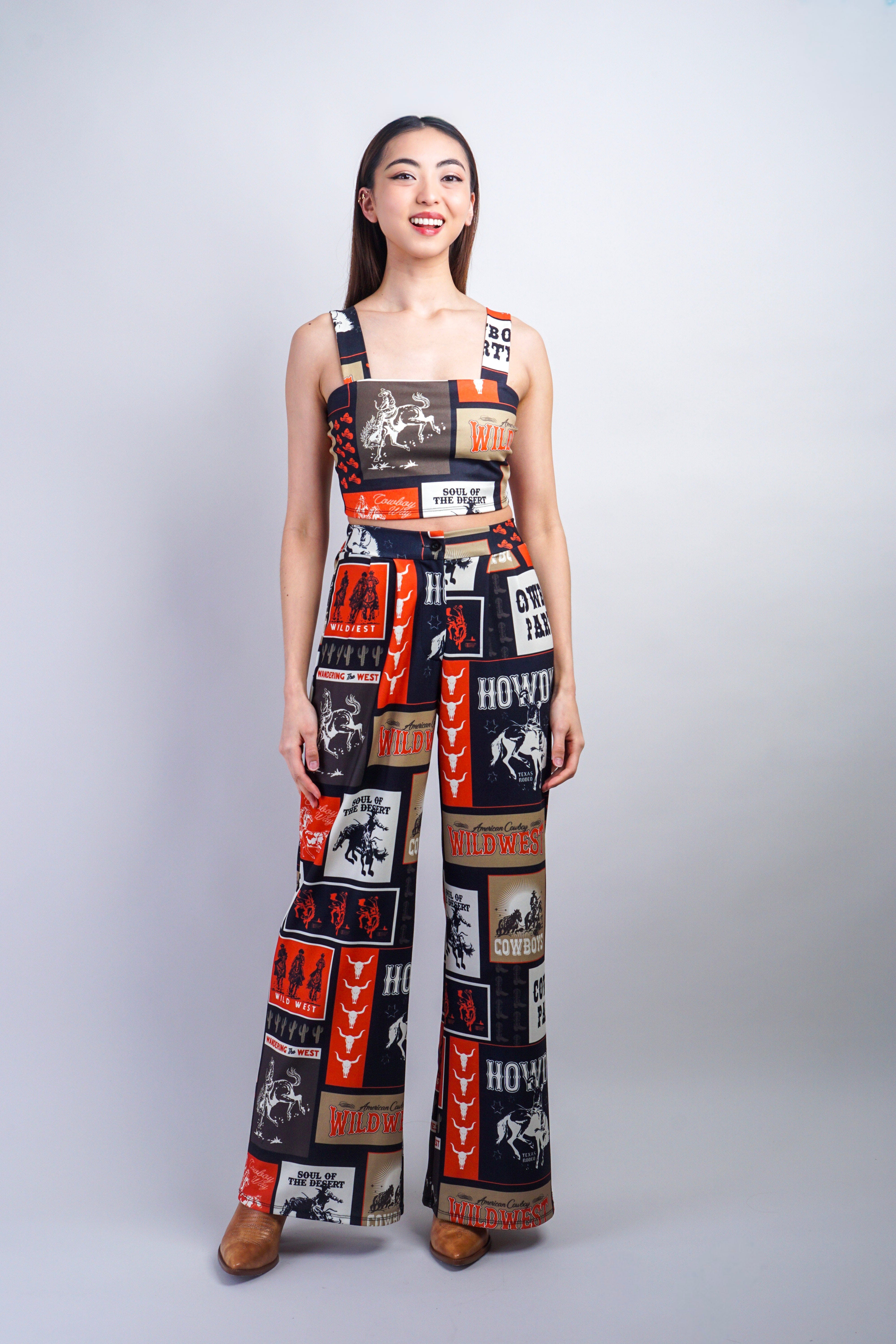 Private Label TOPS Black Cowboy Square Top