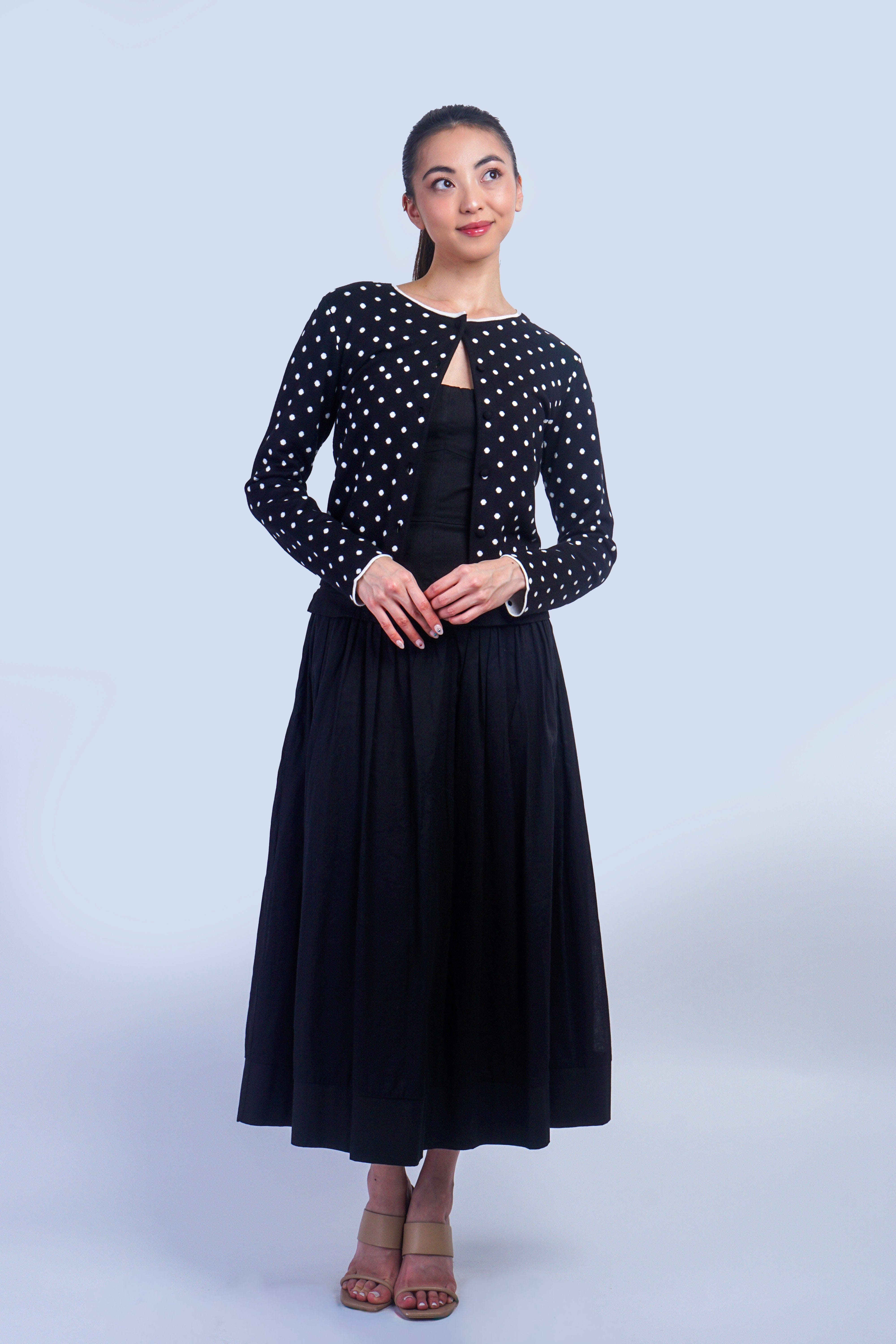Private Label TOPS Black Polka Dot Cardigan