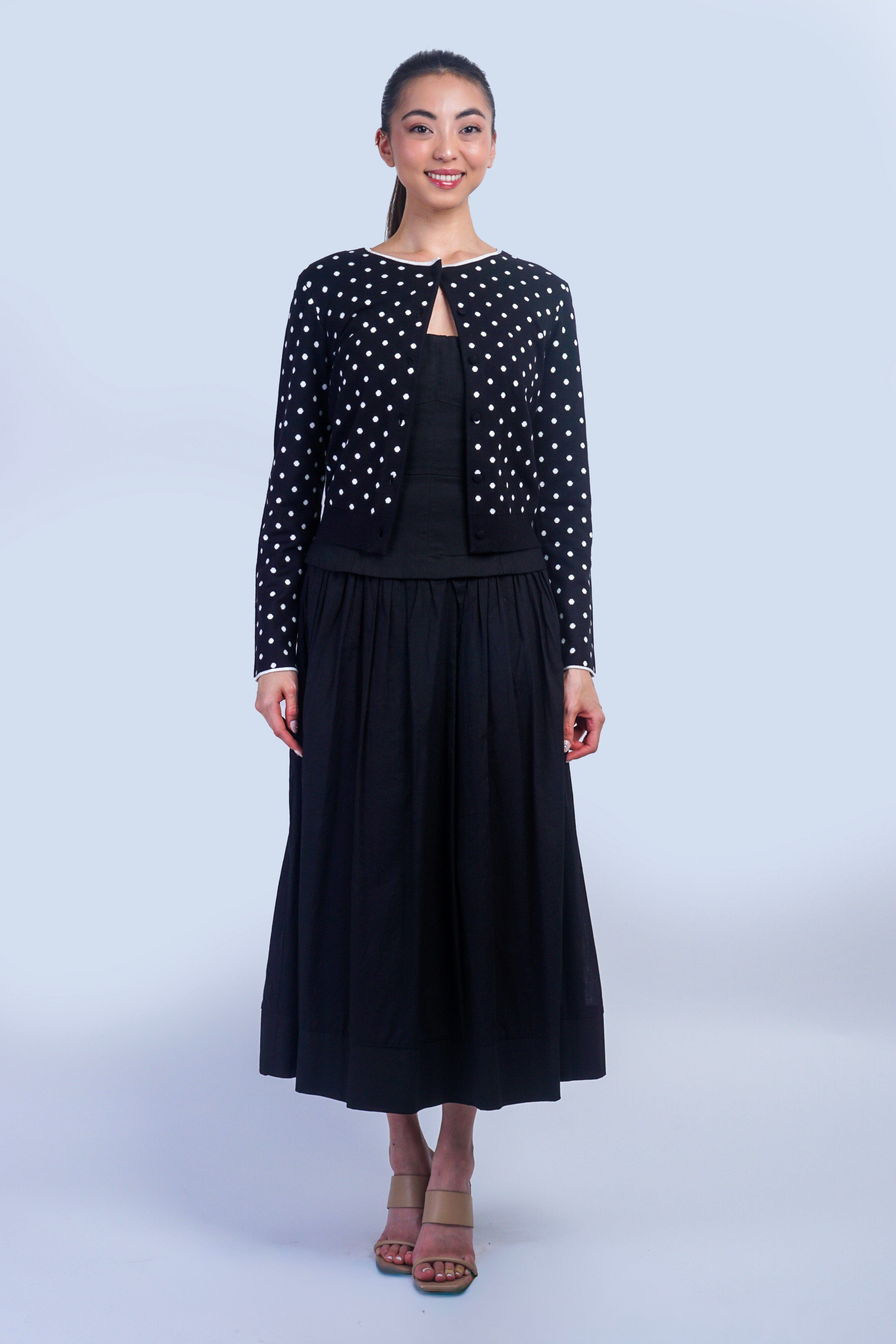 Private Label TOPS Black Polka Dot Cardigan