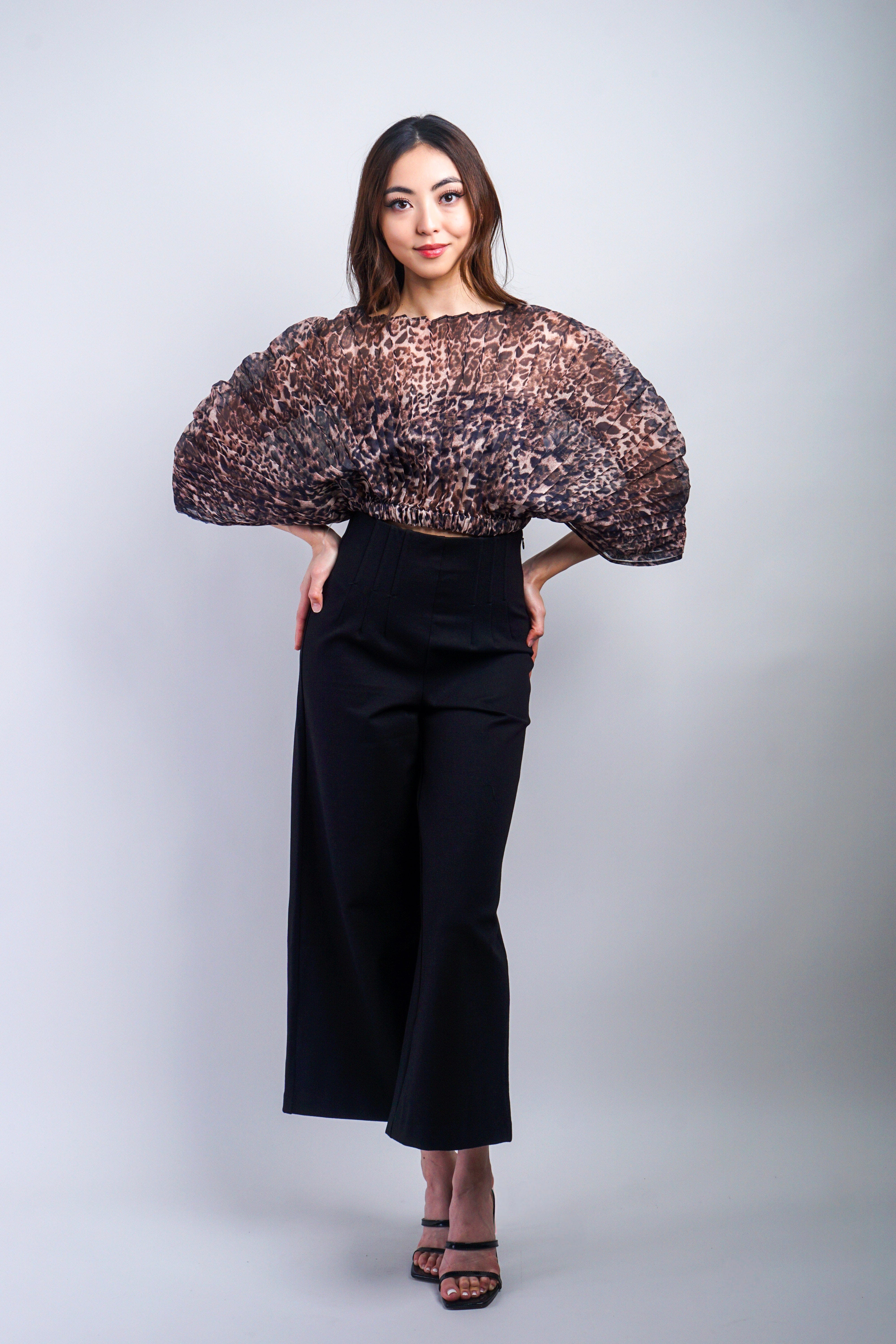 Private Label TOPS Cheetah Pleated Bandeau Top