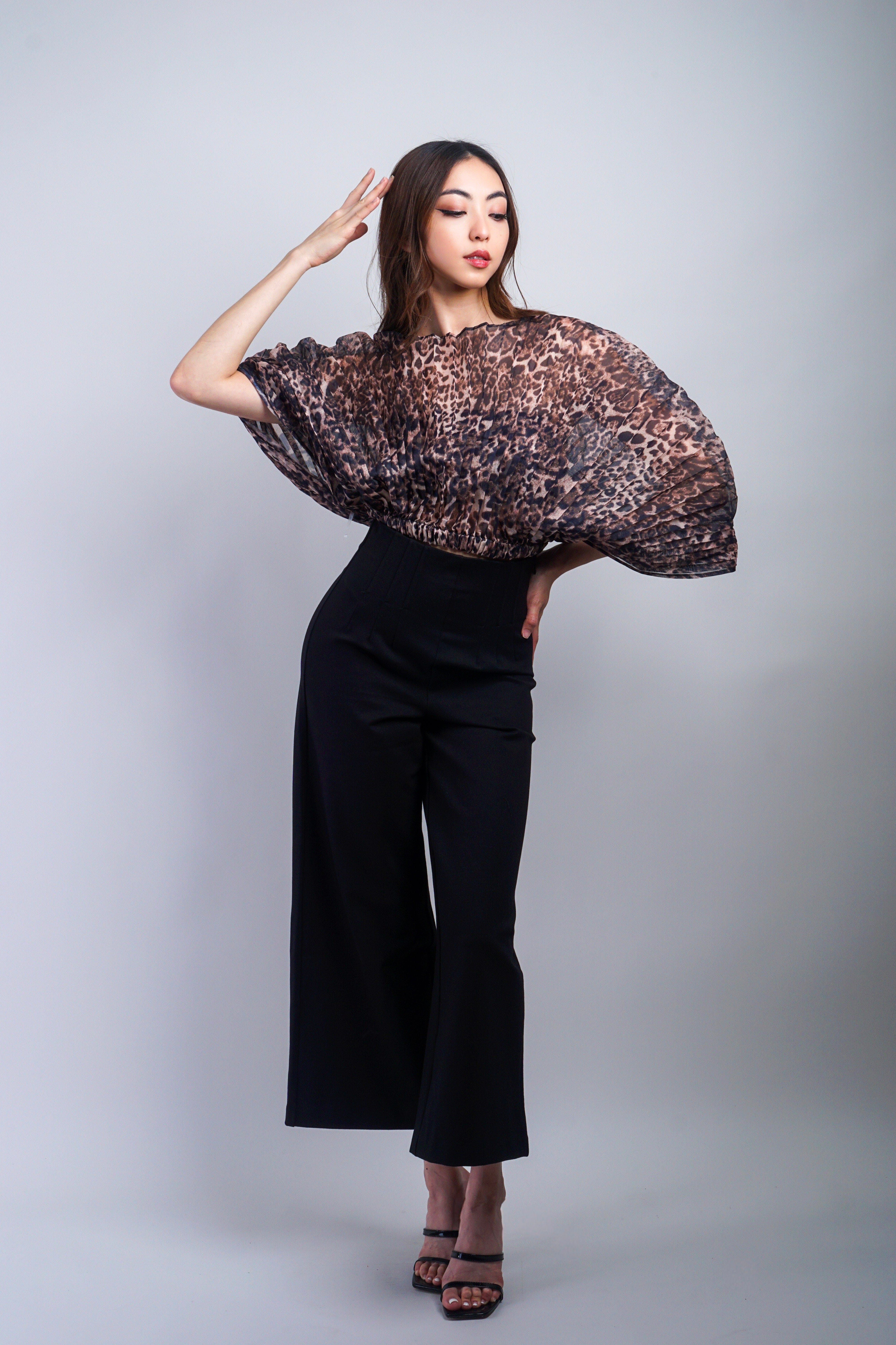 Private Label TOPS Cheetah Pleated Bandeau Top