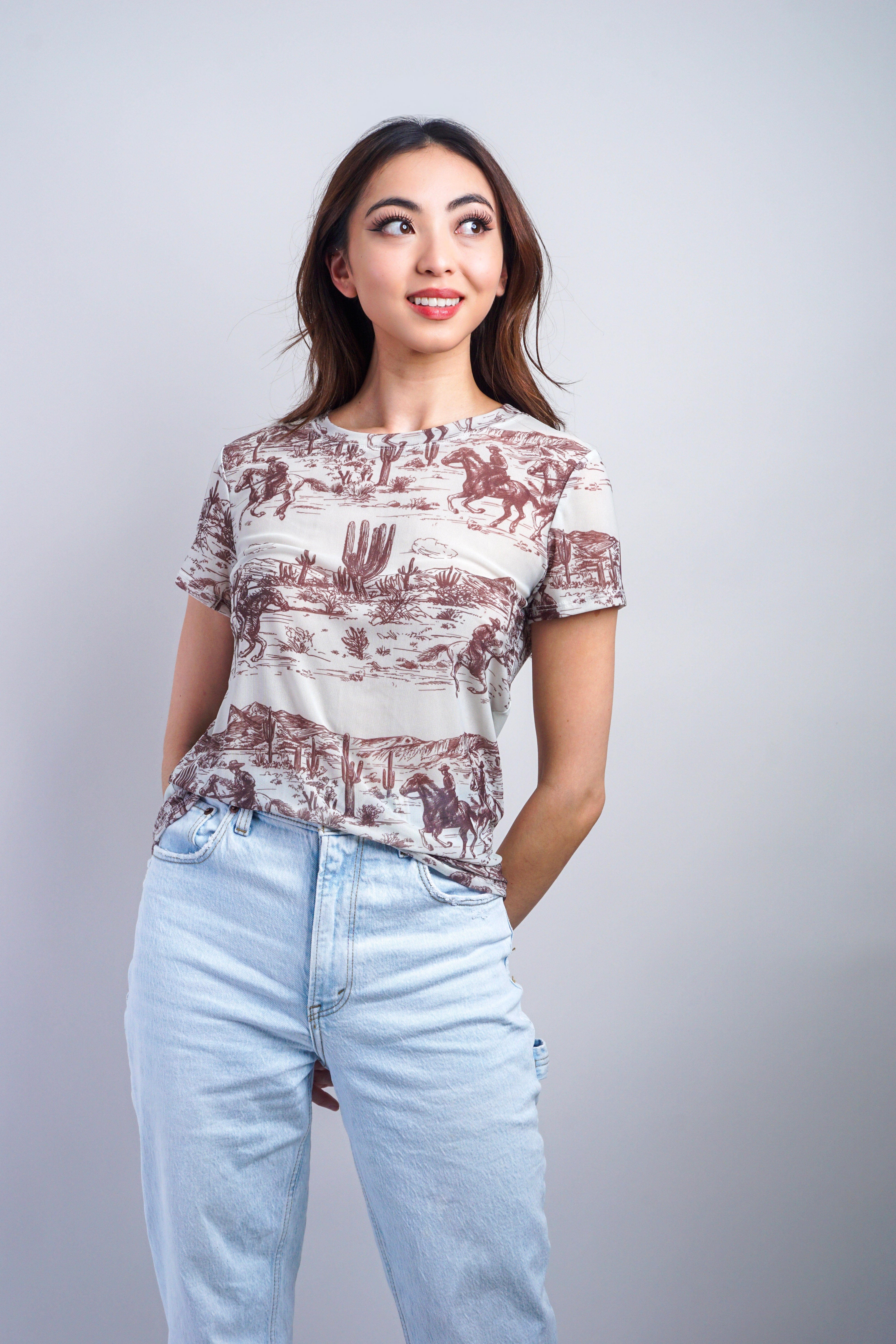 Private Label TOPS Cowboy Mesh Top