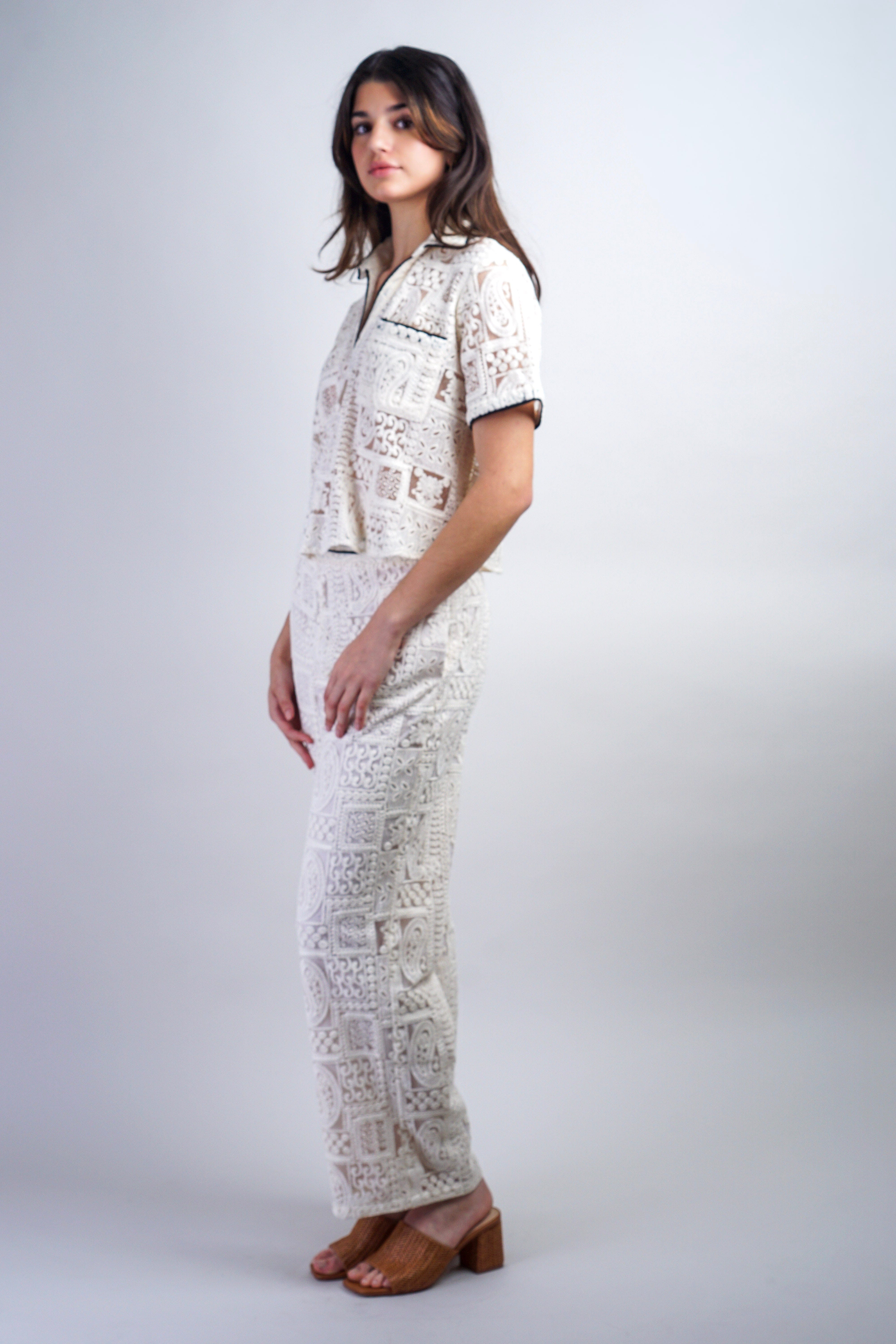 Private Label TOPS Cream Crochet Top